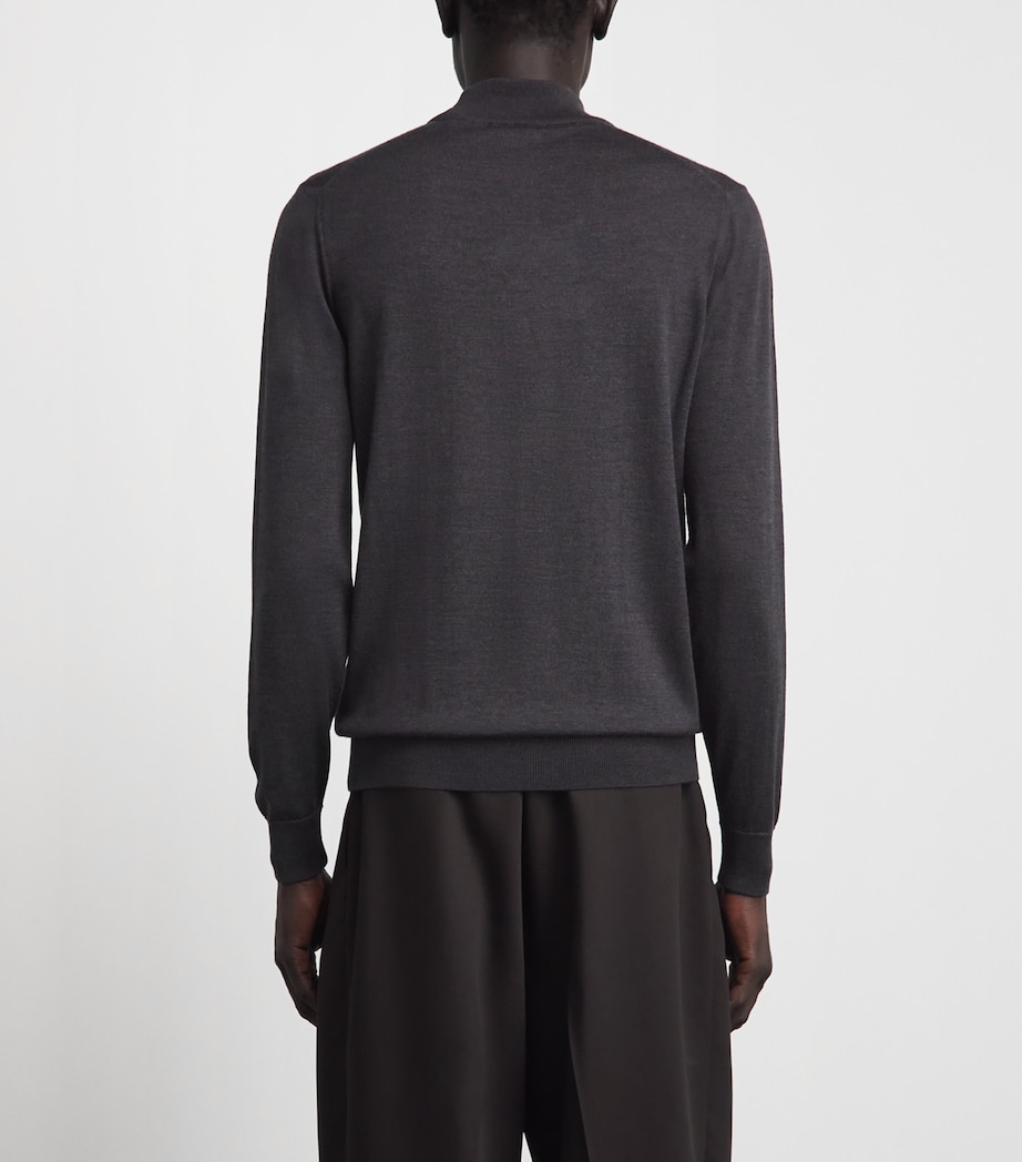 Pal Zileri Mens Wool-Silk Funnel-Neck Sweater Dark Grey Image 5