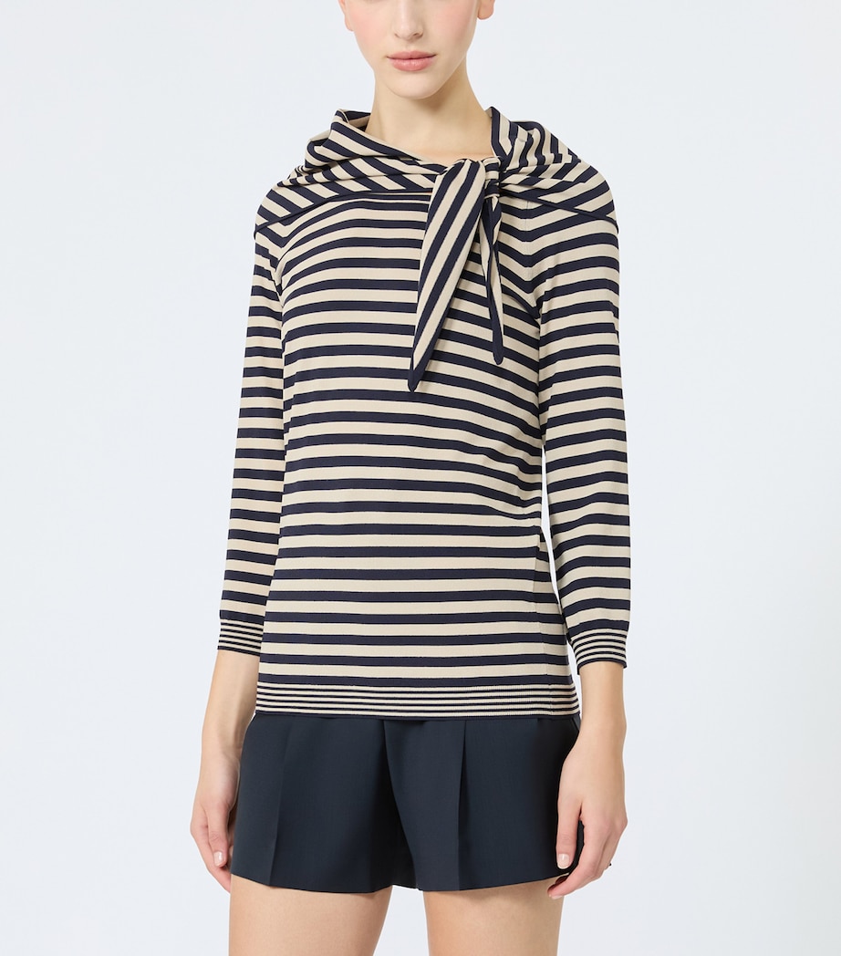 Max Mara Womens Scarf-Detail Stripe T-Shirt Stone Image 3