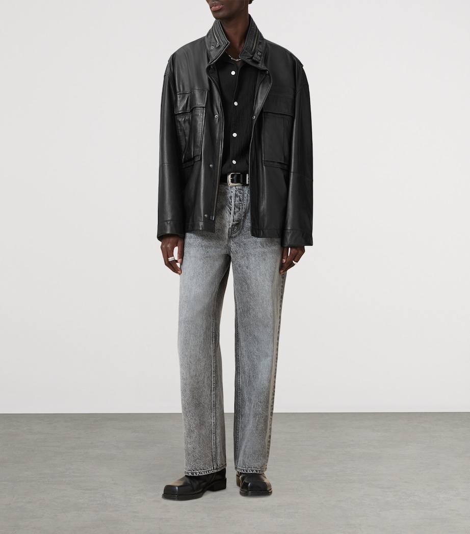 Halton Leather Jacket BLACK Image 8