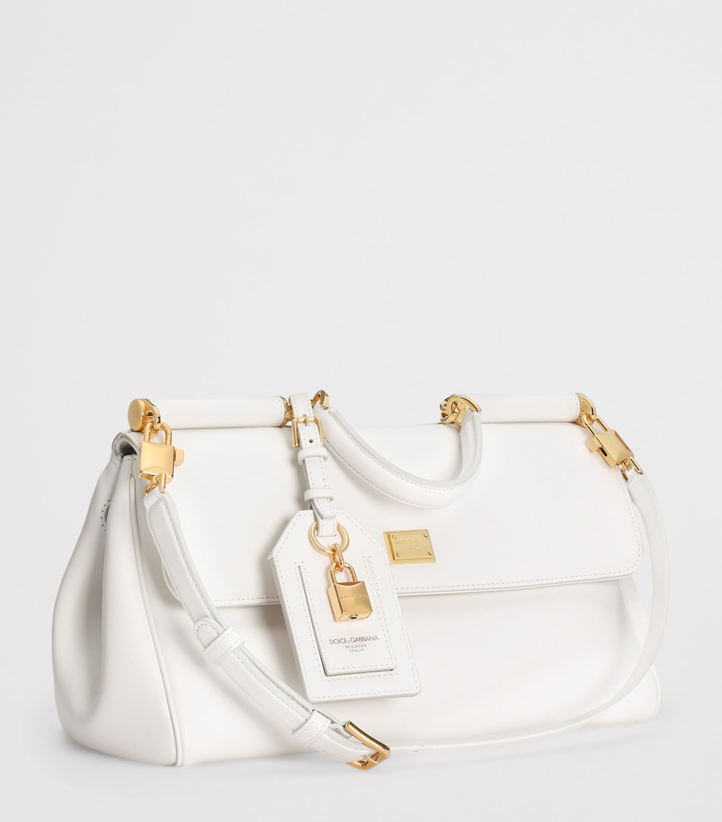 Dolce&Gabbana Leather My Sicily Top-Handle Bag Natural White Image 4