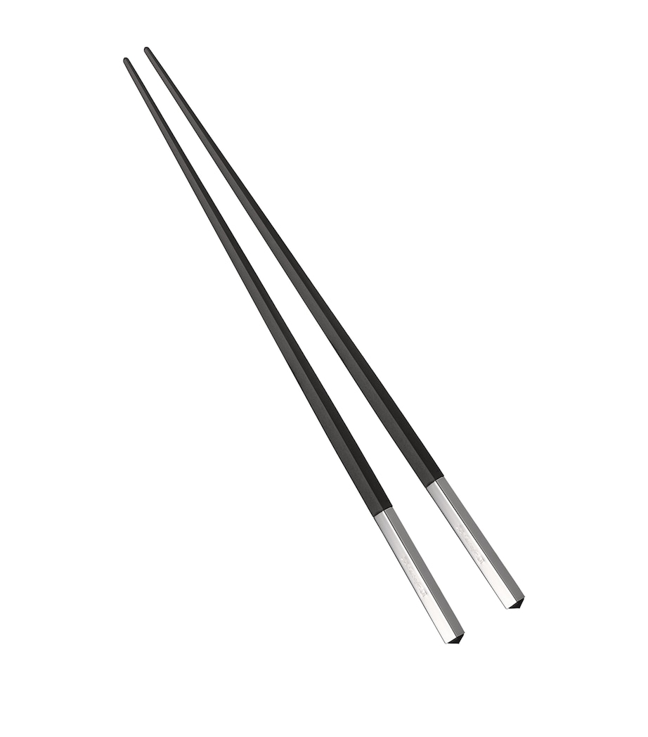 Silver-Plated Uni Japanese Chopsticks BLACK Image 2