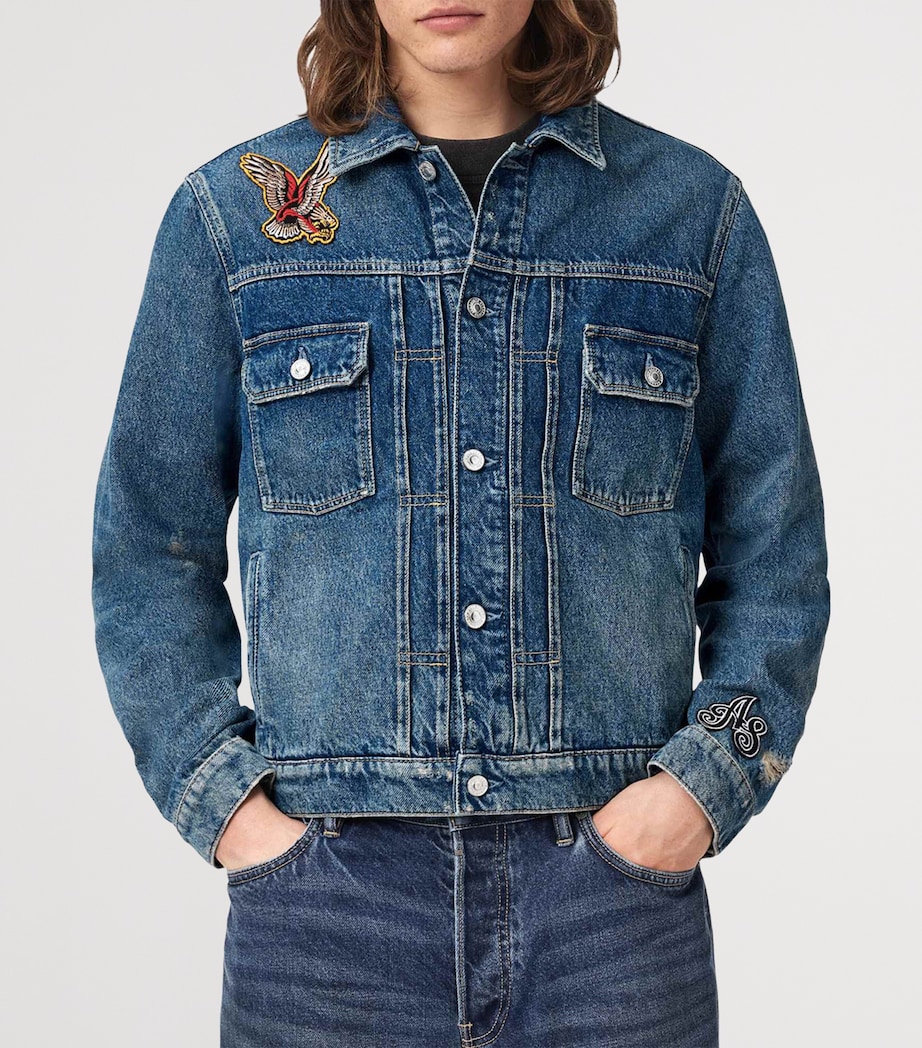 AllSaints Mens Exile Patch Denim Jacket Washed Indigo Image 3