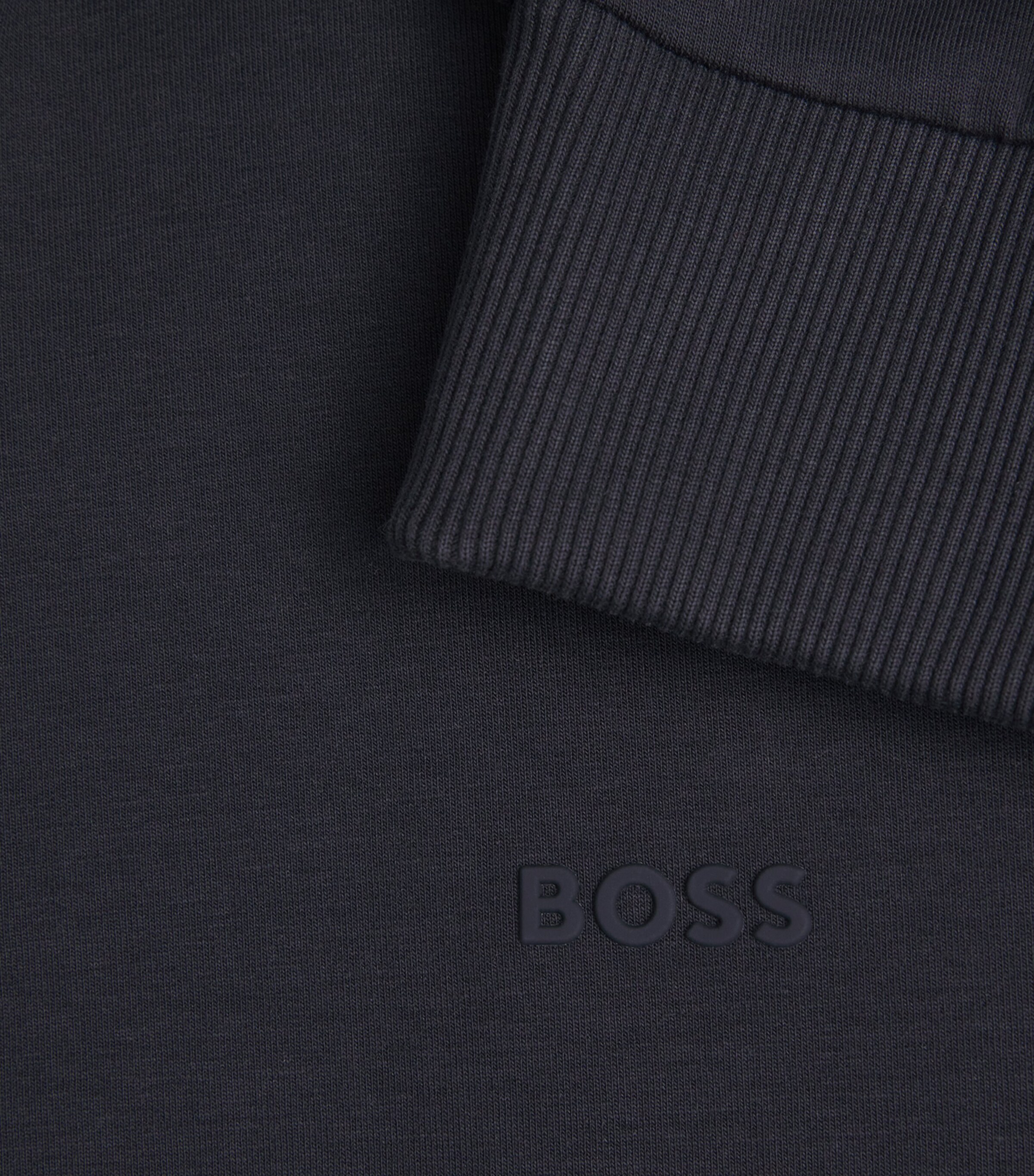 BOSS Mens Stretch-Cotton Zip-Up Sweatshirt Dark Blue Image 6