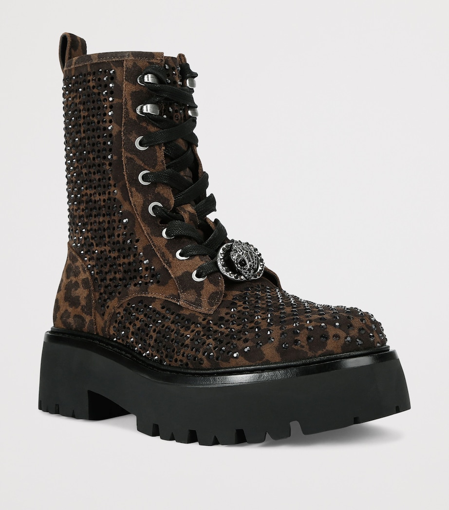 Suede Embellished Chelsea Perf Ankle Boots DK.BRN COM Image 4