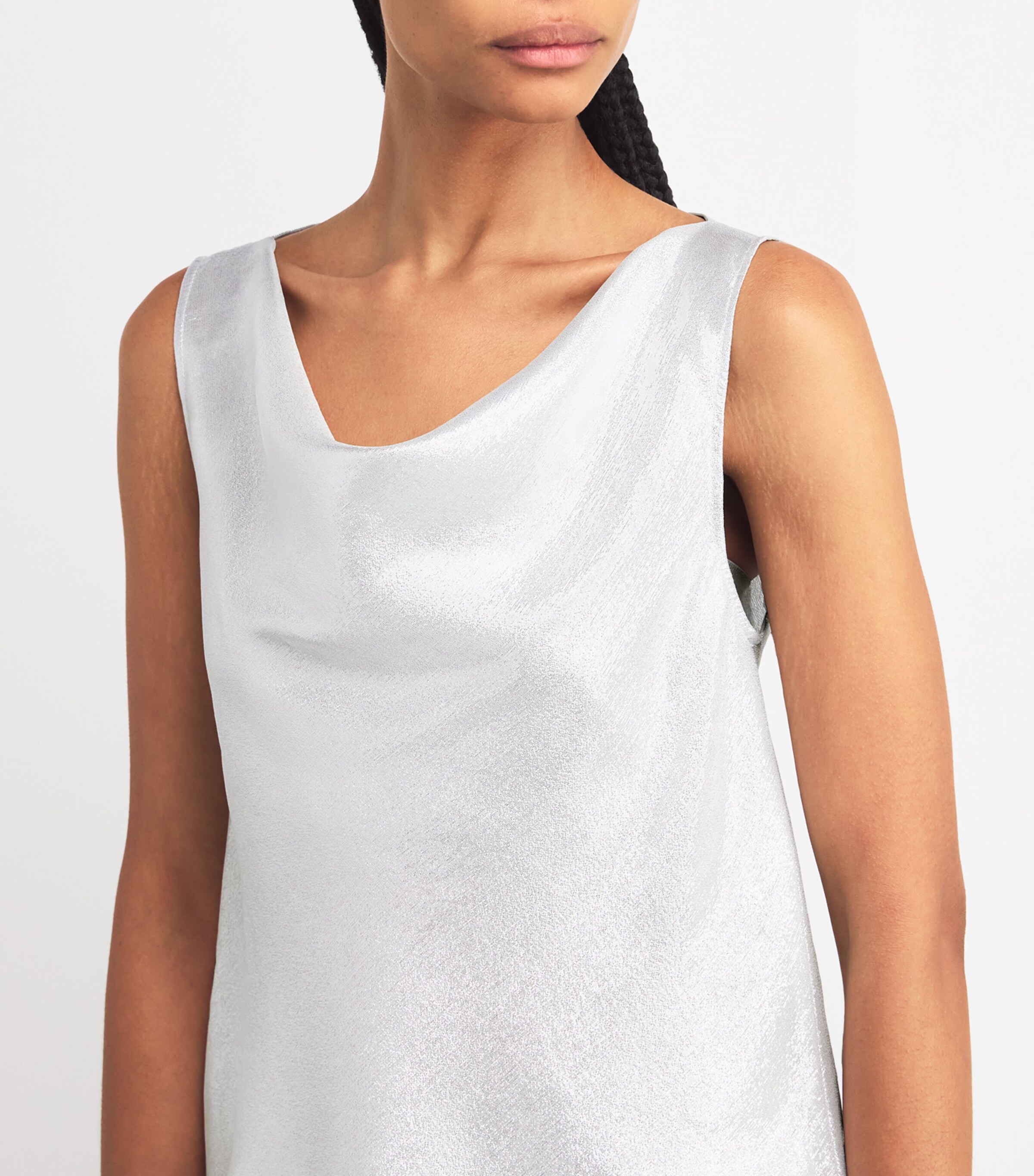 MAX&Co. Womens Silk-Blend Georgette Top Silver Image 6