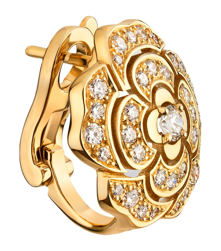 Yellow Gold and Diamond Camélia Earrings YELLOW Image 3