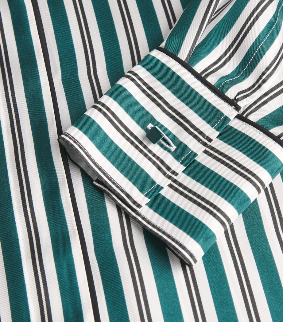Silk Stripe Shirt DARK GREEN Image 5