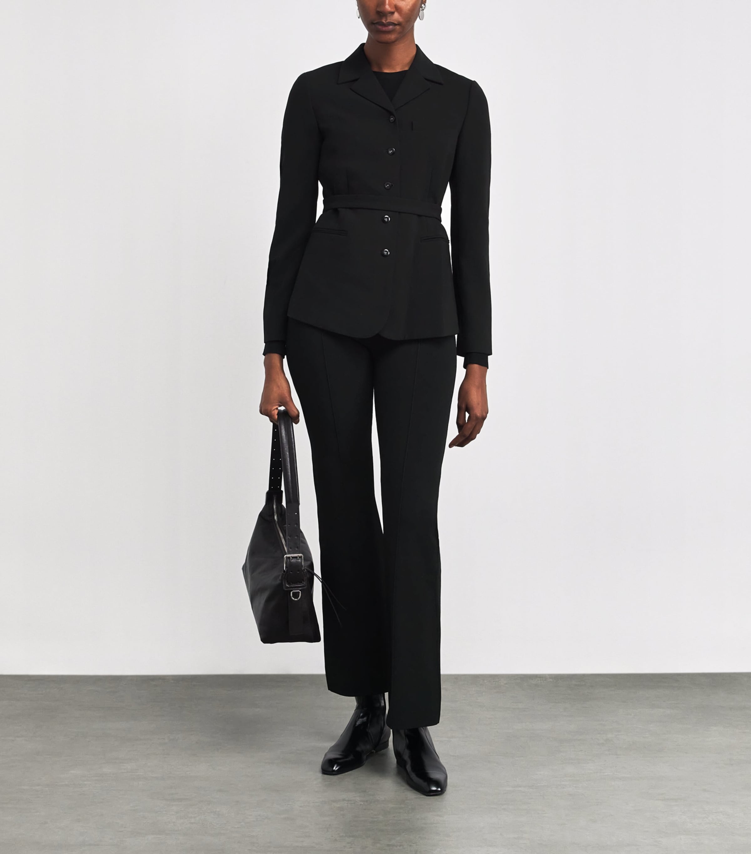 Knitted Crepe Kick Trousers BLACK - 001 Image 2