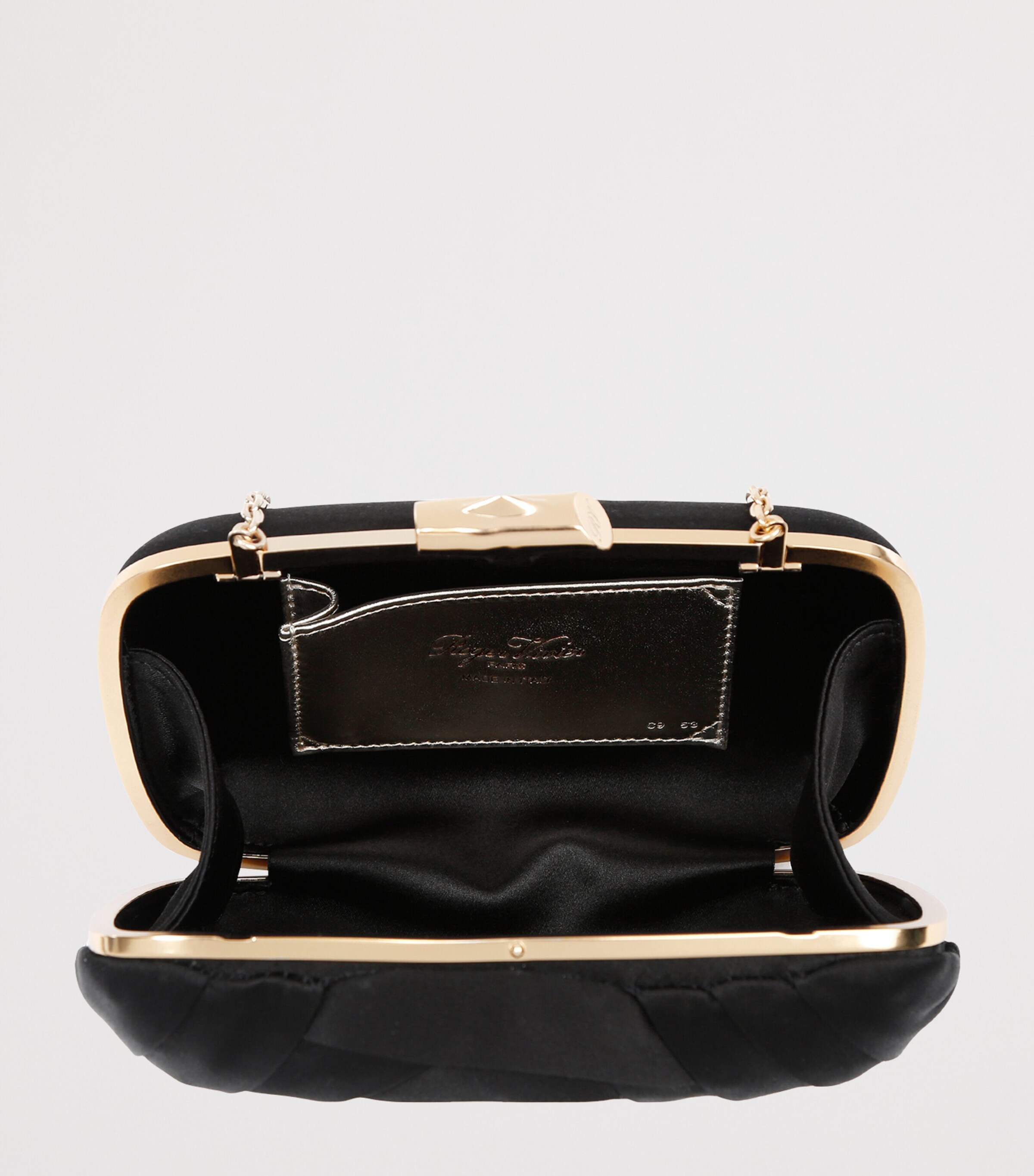 Satin Rose Vivier Clutch Bag BLACK Image 2