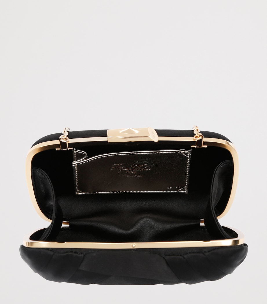Satin Rose Vivier Clutch Bag BLACK Image 2