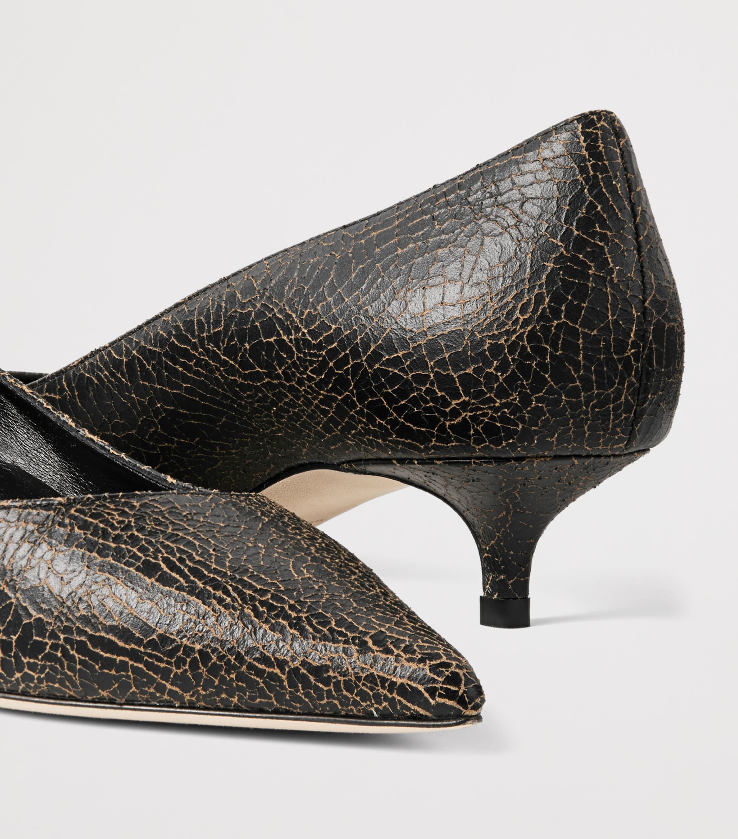 Jimmy Choo Amelia 35 Crackled Leather Pumps Black/toffee Image 5