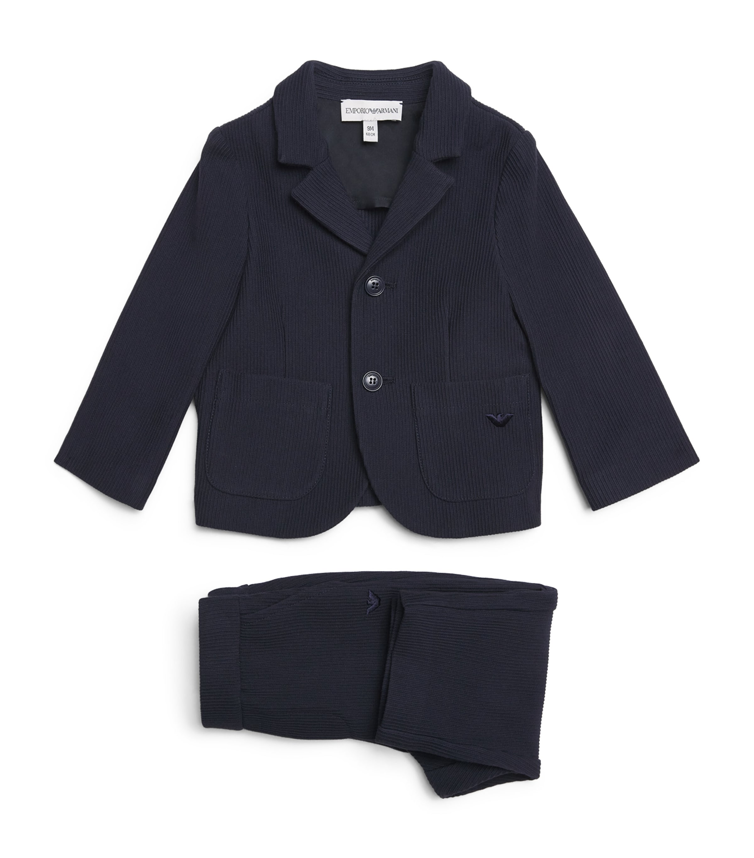 Emporio Armani Kids Black Single-Breasted Blazer and Trousers Set 