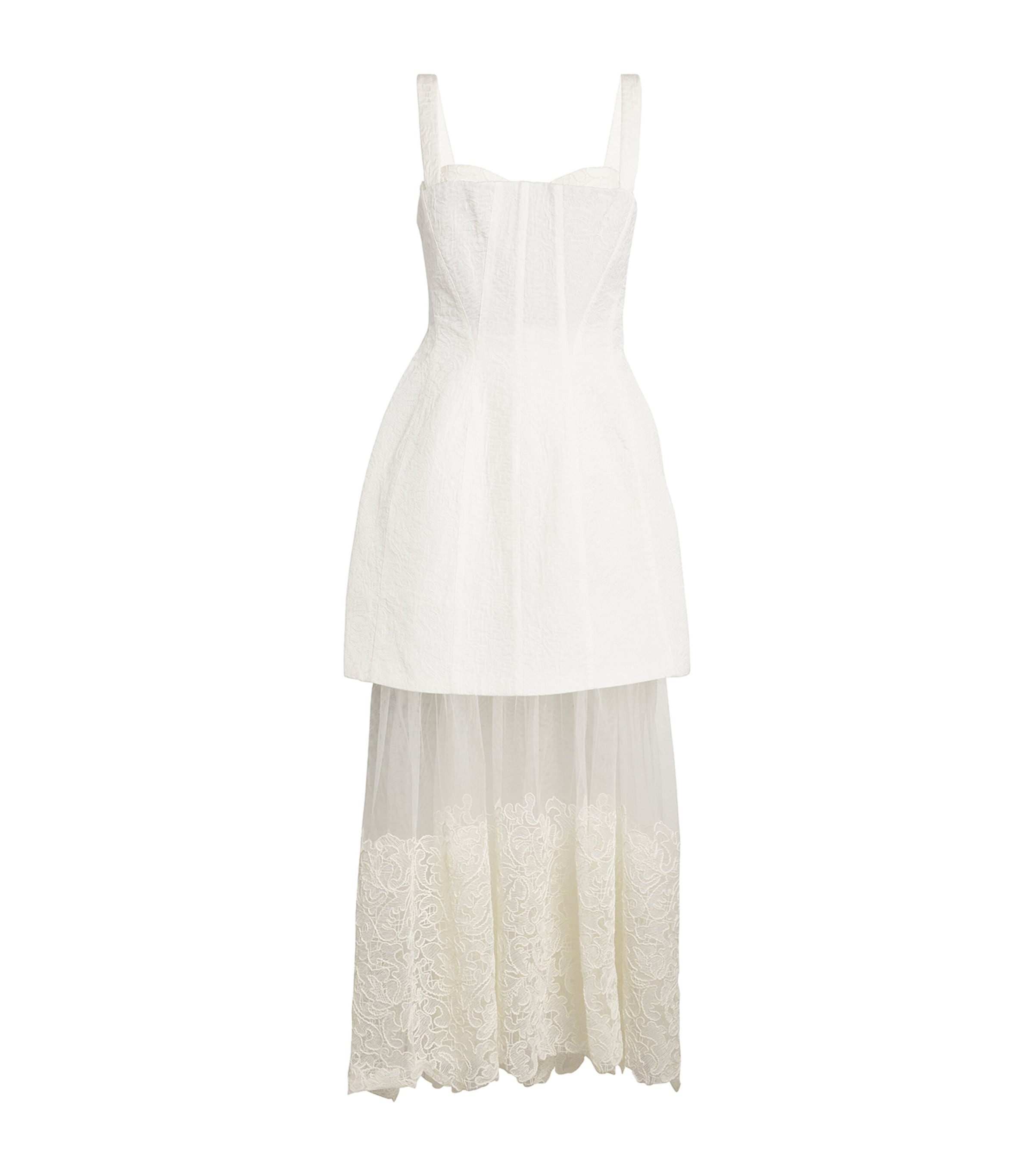 Shop Simkhai Lace-hem Callan Dress In Ivory