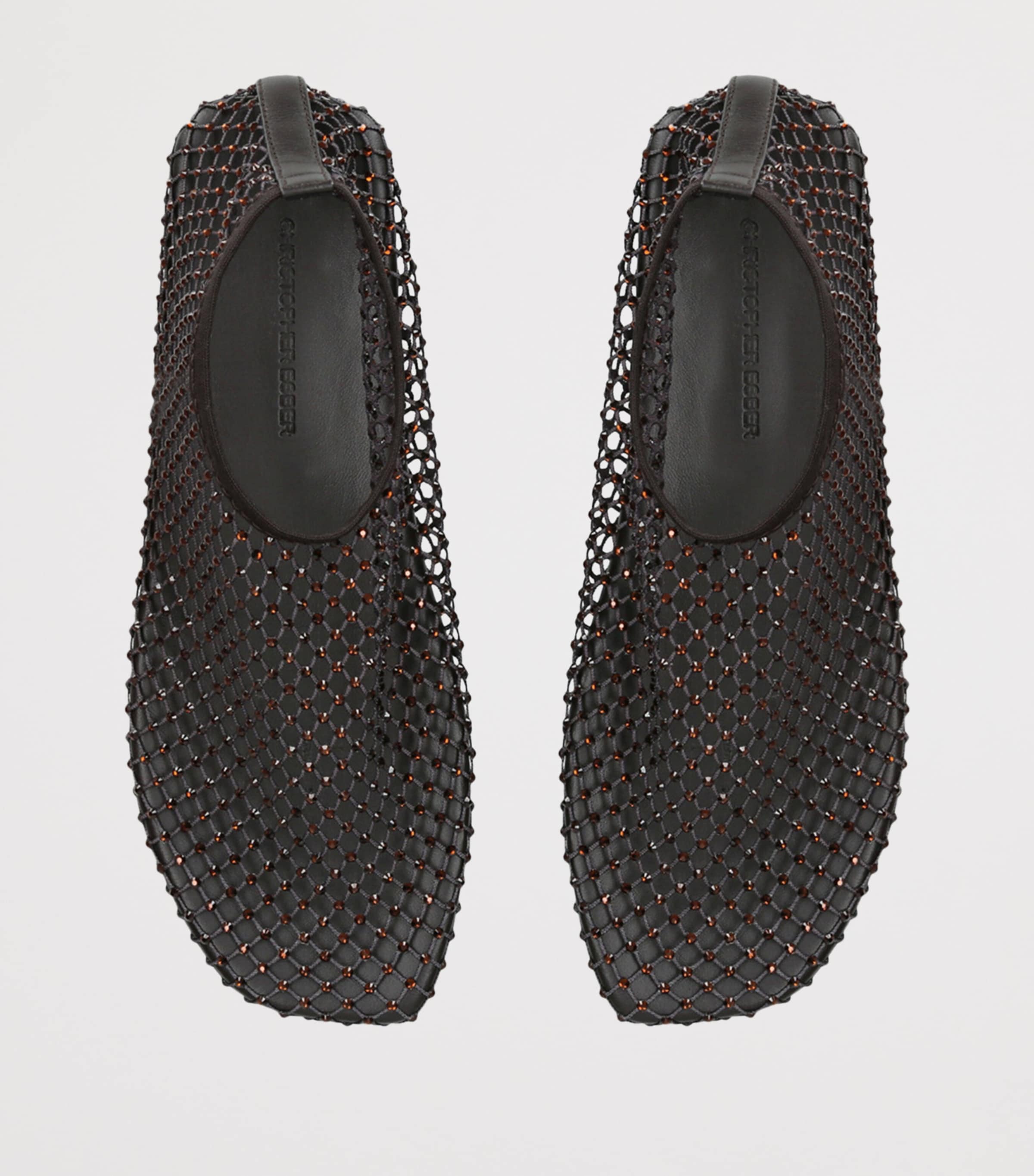 Mesh Embellished Minette Ballet Flats DARK BROWN Image 4