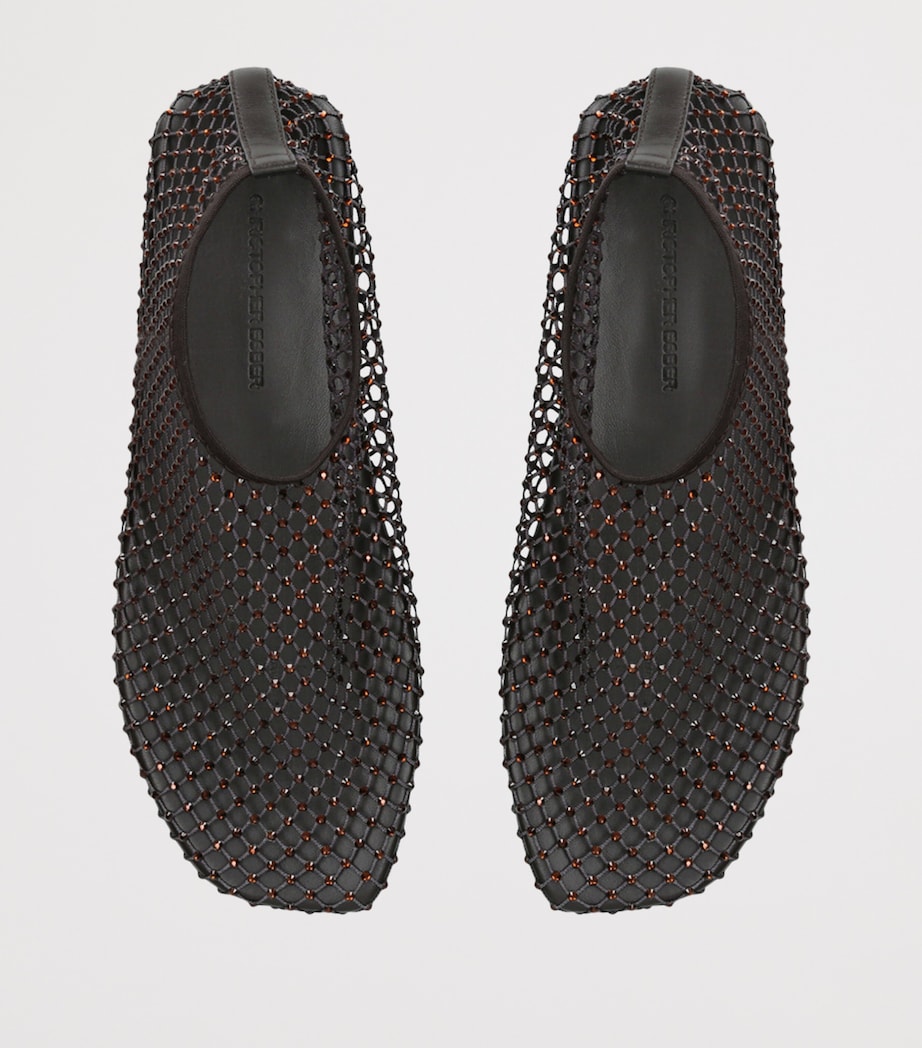 Mesh Embellished Minette Ballet Flats DARK BROWN Image 4