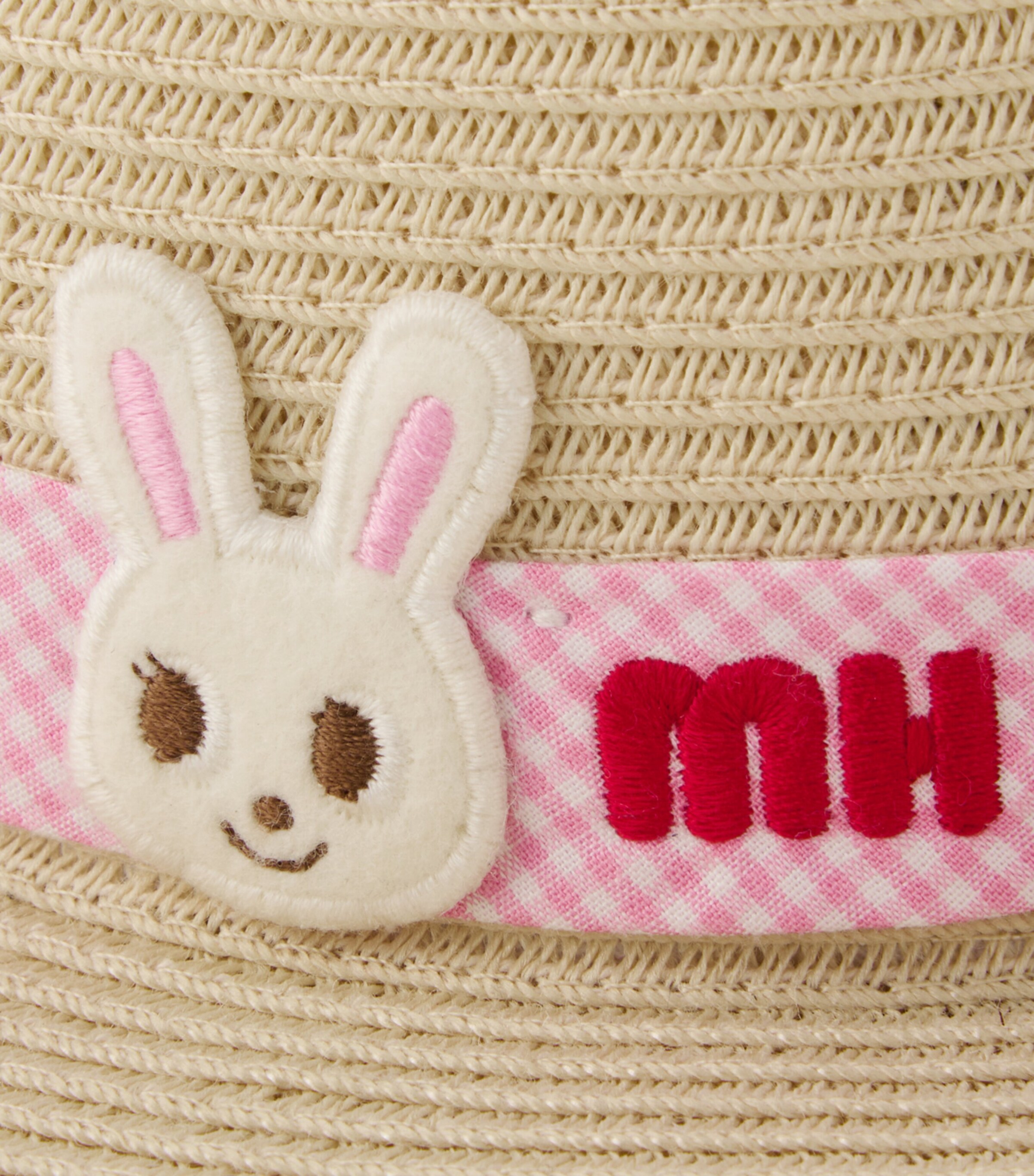 Miki House Gingham-Trim Bunny Sun Hat Image 7