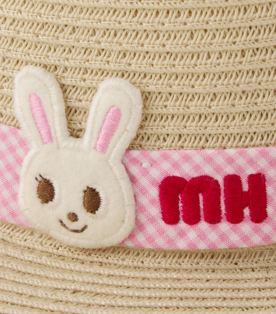 Miki House Gingham-Trim Bunny Sun Hat Image 7
