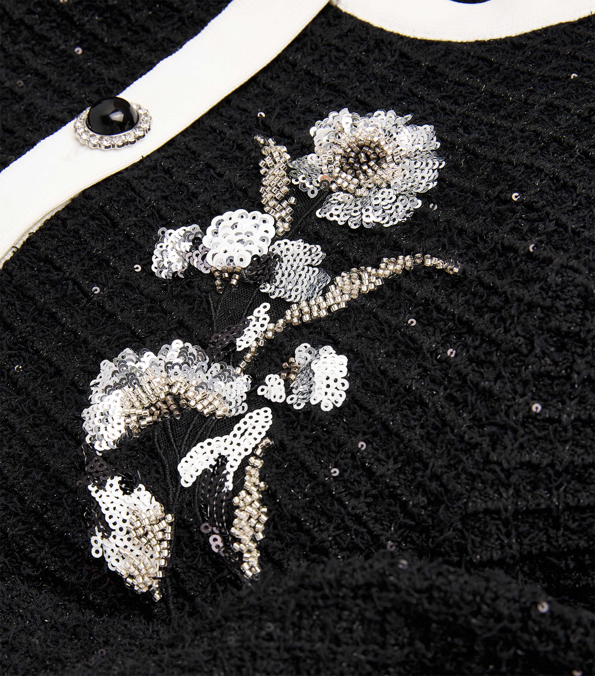 Textured Floral-Detail Midi Dress BLACK Image 5