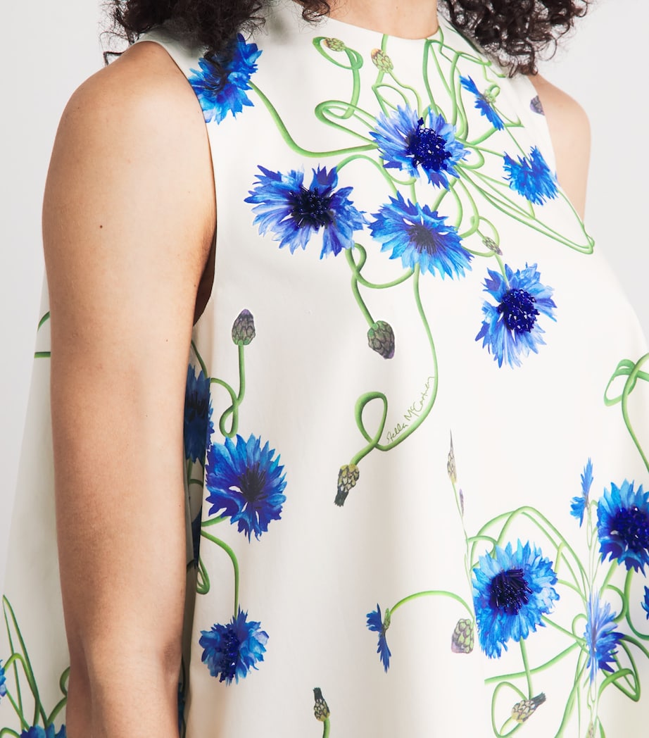 Stella McCartney Womens Cotton Floral A-Line Mini Dress Cornflower Image 5