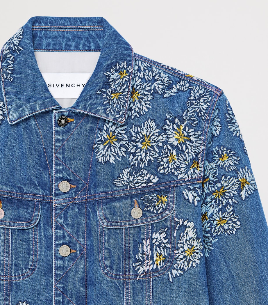 Givenchy Mens Floral Embroidered Denim Jacket Image 4