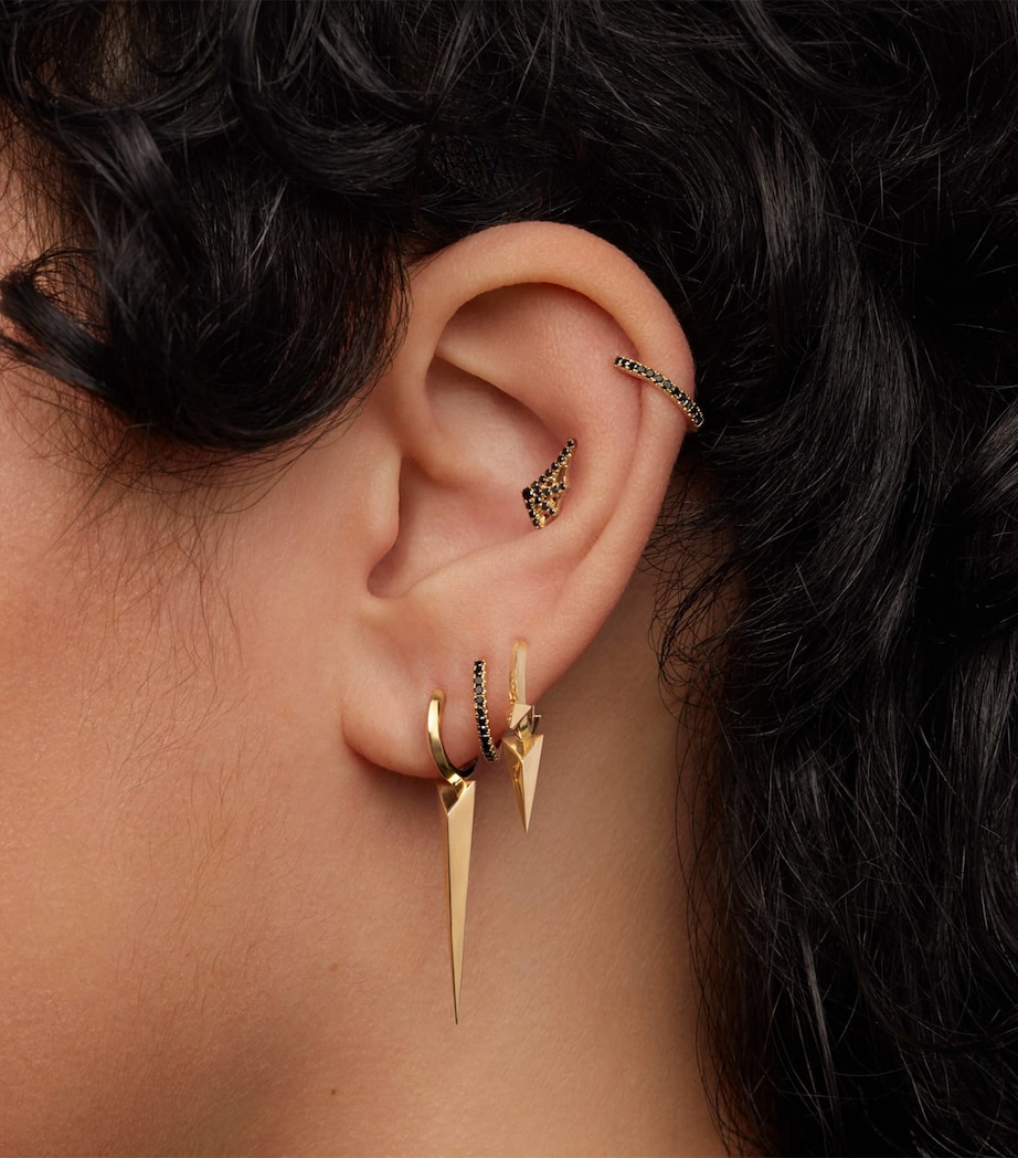 Rose Gold Faceted Triple Long Spike Hoop Earring (9.5mm) ROSE GOLD Image 2