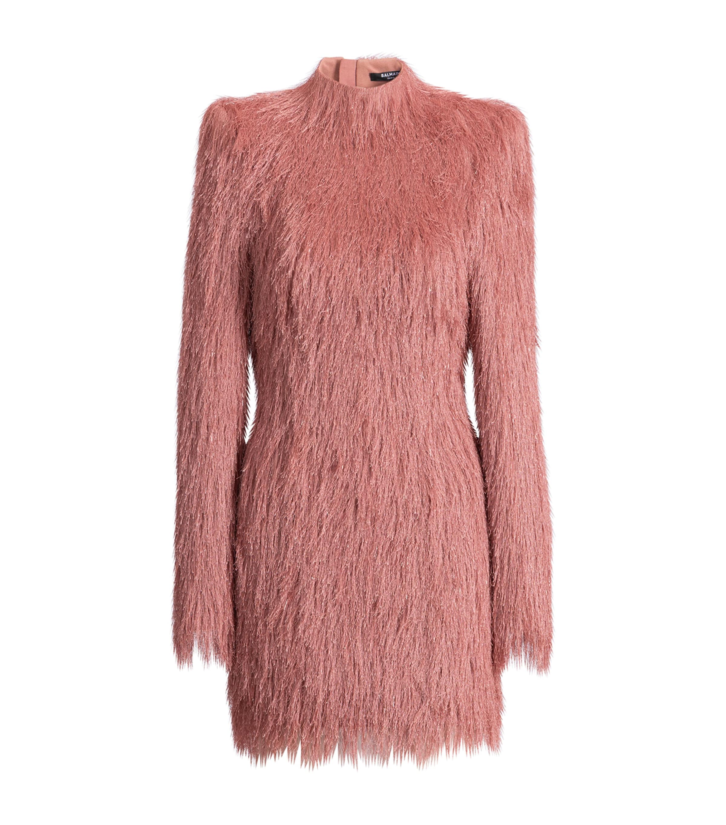 Balmain Womens Fringe Mini Dress Nude Clair Image 1