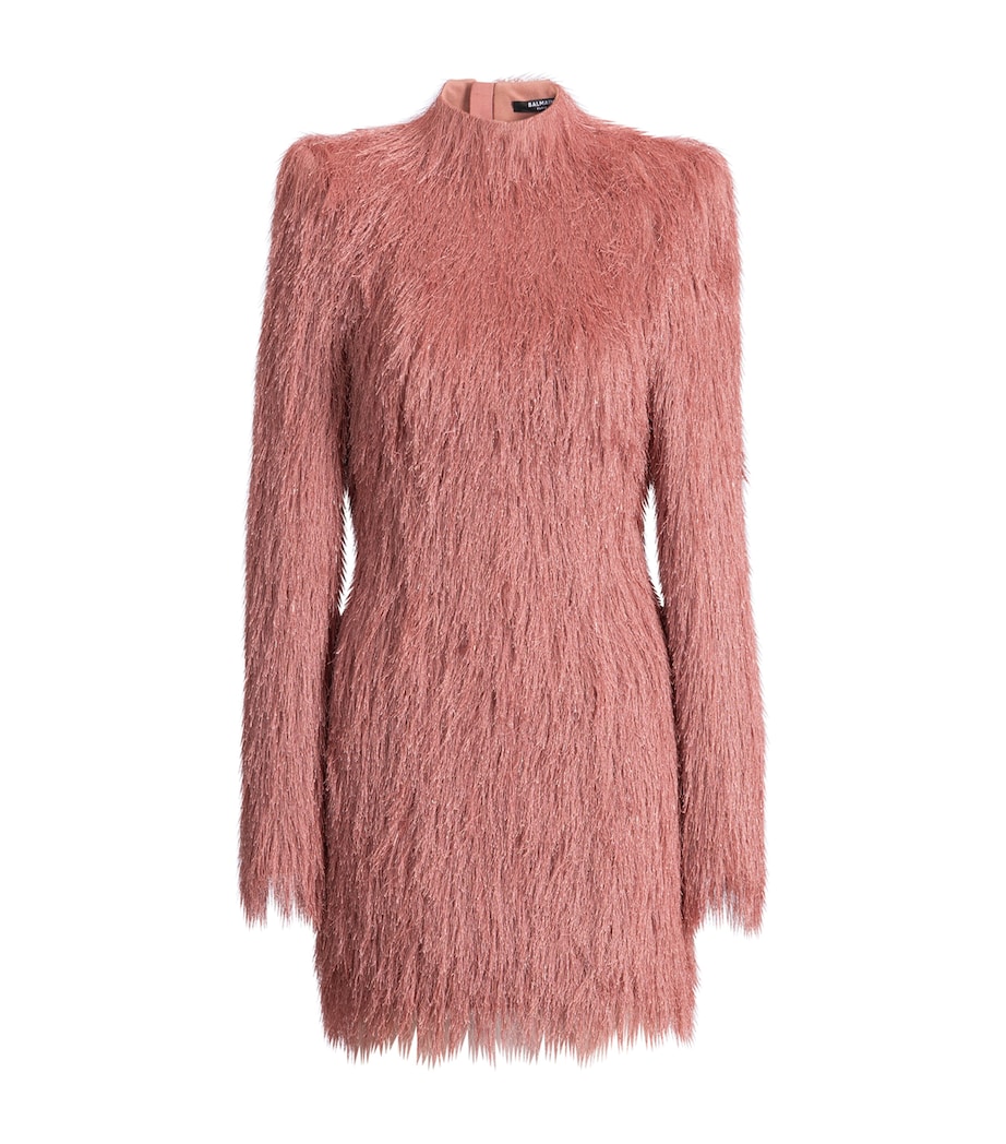 Balmain Womens Fringe Mini Dress Nude Clair Image 1