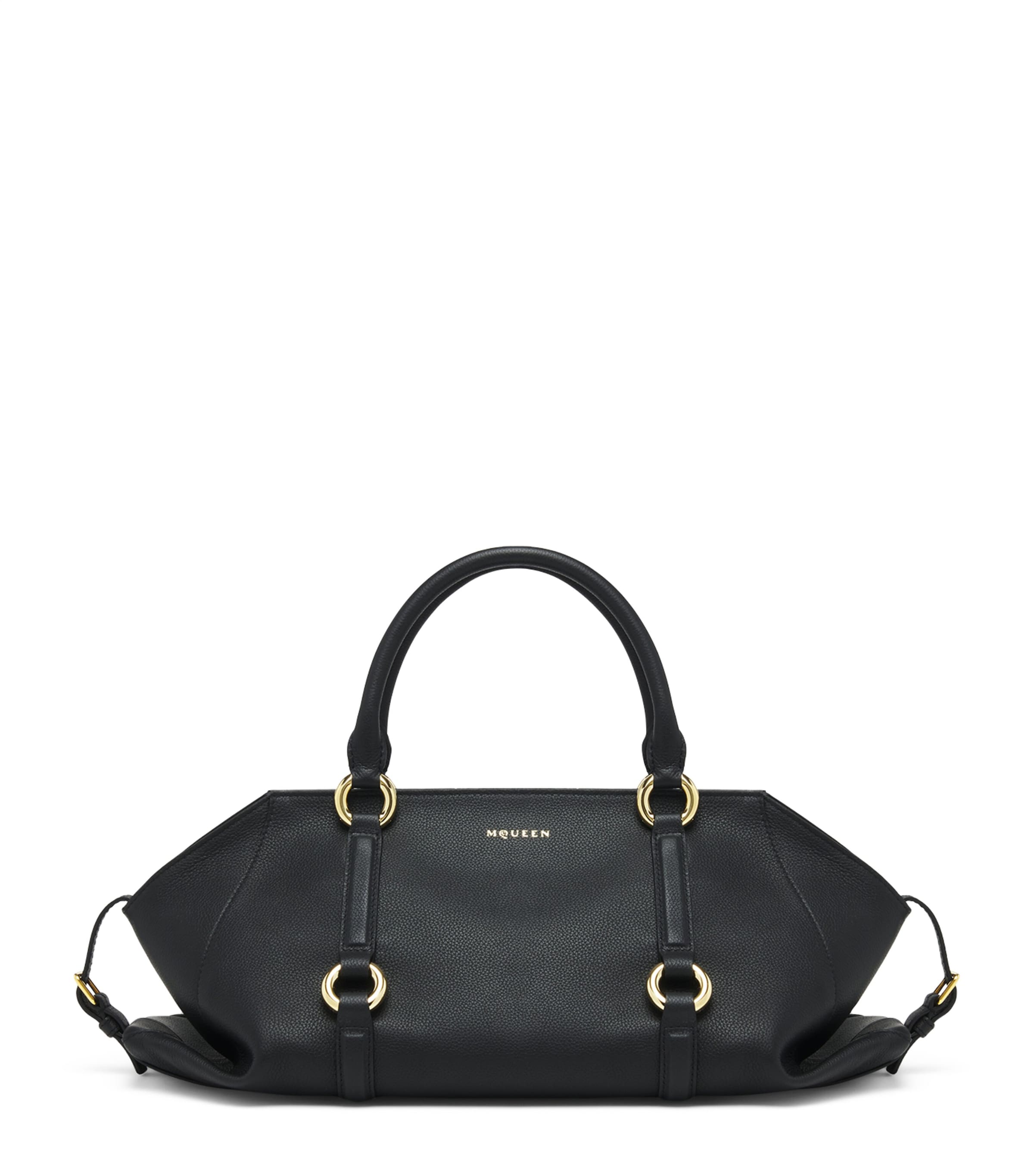 Alexander Mcqueen Leather Farringdon Top-handle Bag In Black