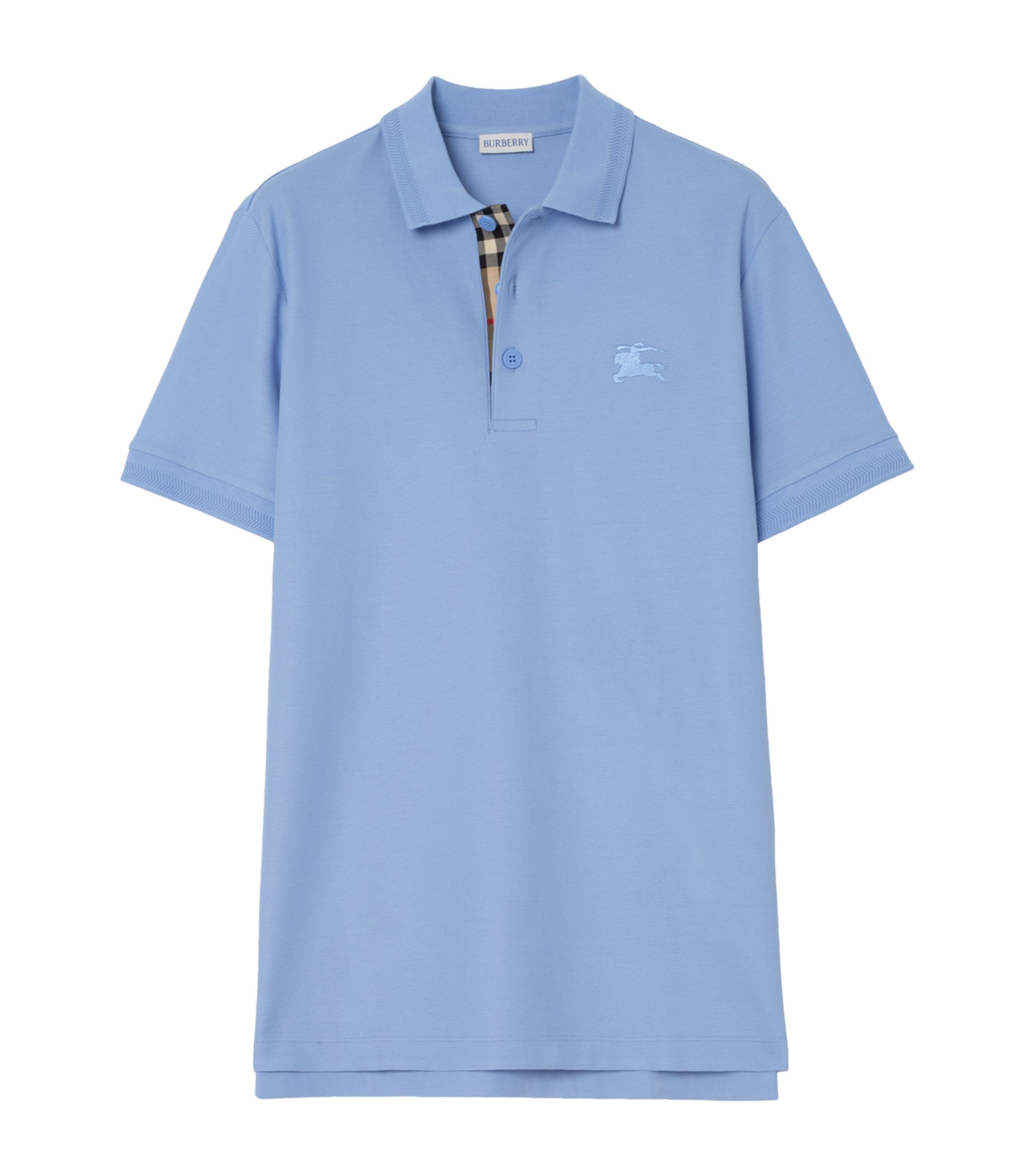 Burberry Mens Cotton Polo Shirt Cornflower Blue Image 1