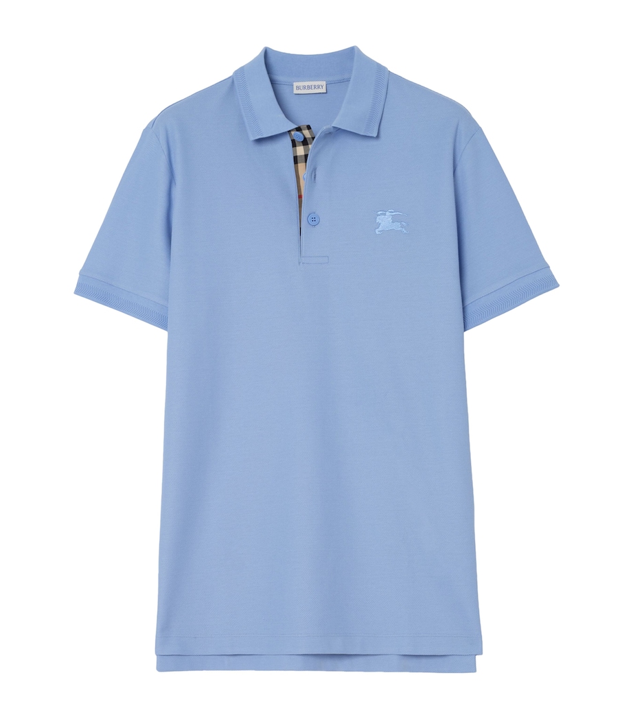 Burberry Mens Cotton Polo Shirt Cornflower Blue Image 1