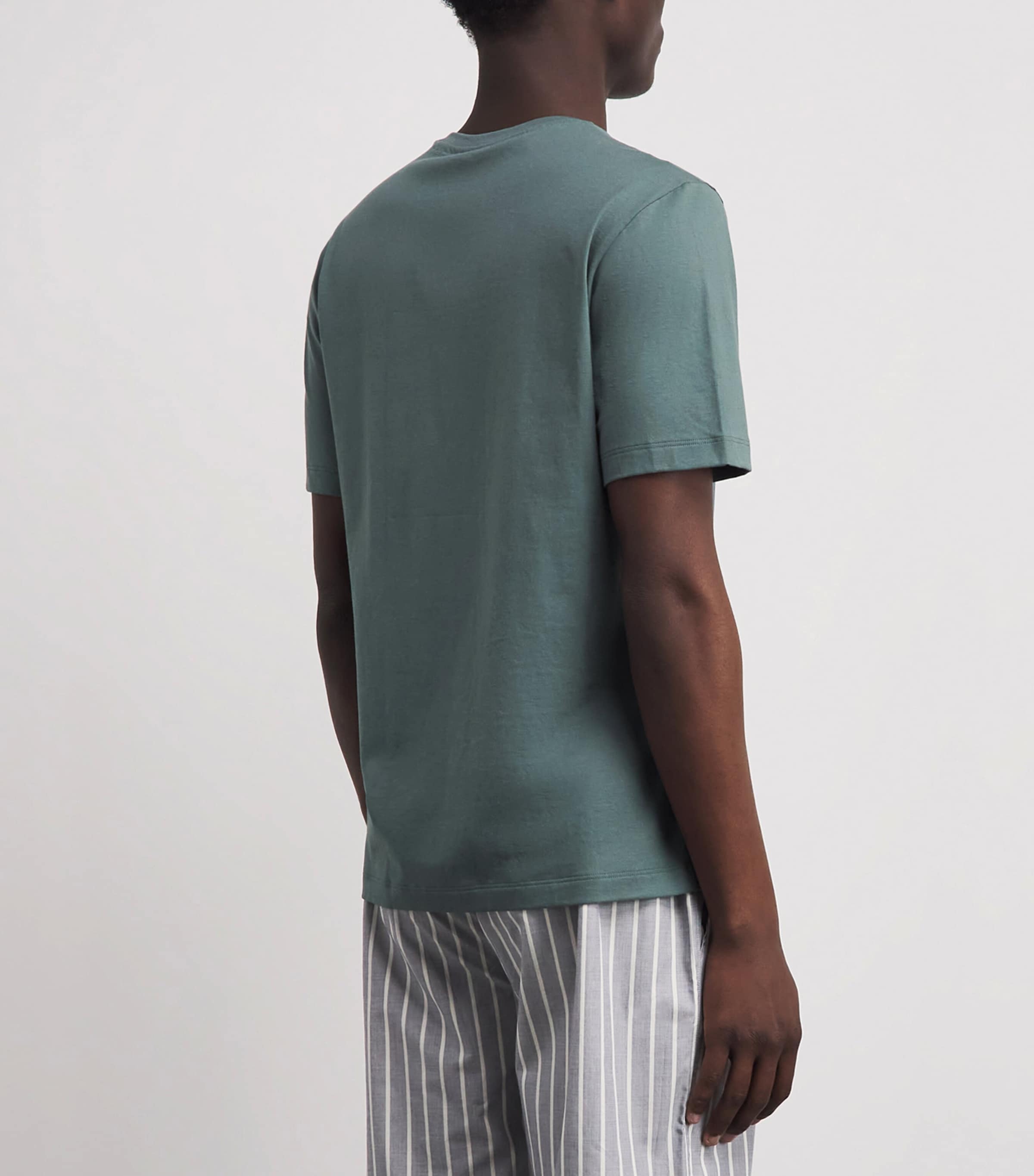 Hanro Mens Cotton Living Crew-Neck T-Shirt Studio Green Image 5