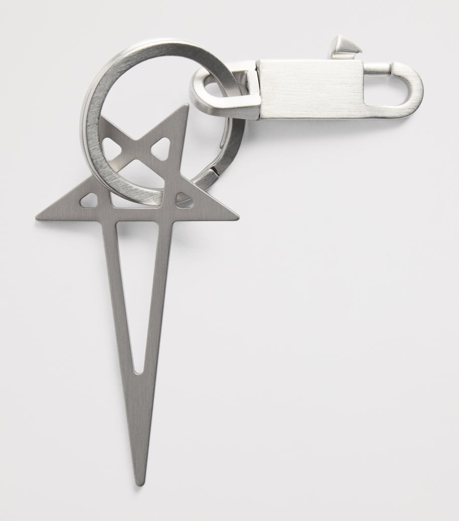 Rick Owens Pentagram Keyring Silver Image 3