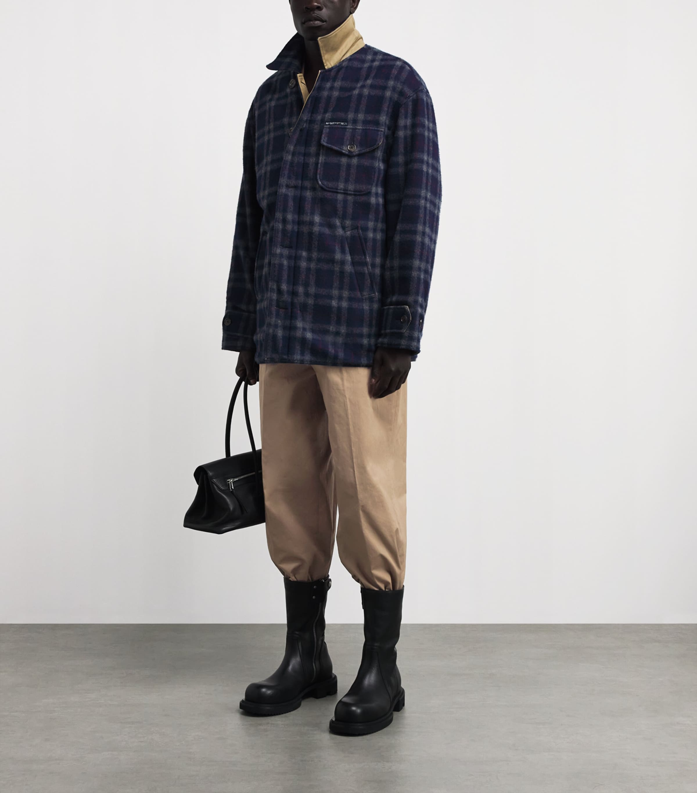 Maison Margiela Mens Waxed Cotton Wide-Leg Trousers Tawny Image 2