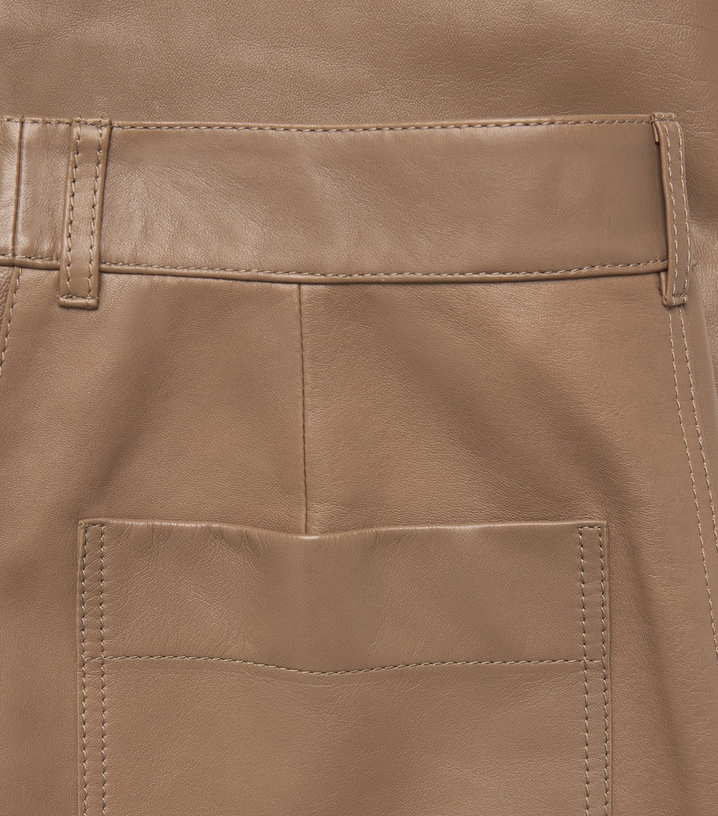 Lafayette 148 Womens Leather Straight Trousers Gncly Green Clay Image 6