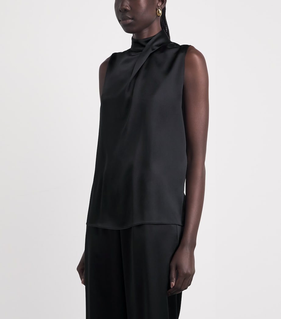 Eleventy Womens Silk High-Neck Top Nero Image 4