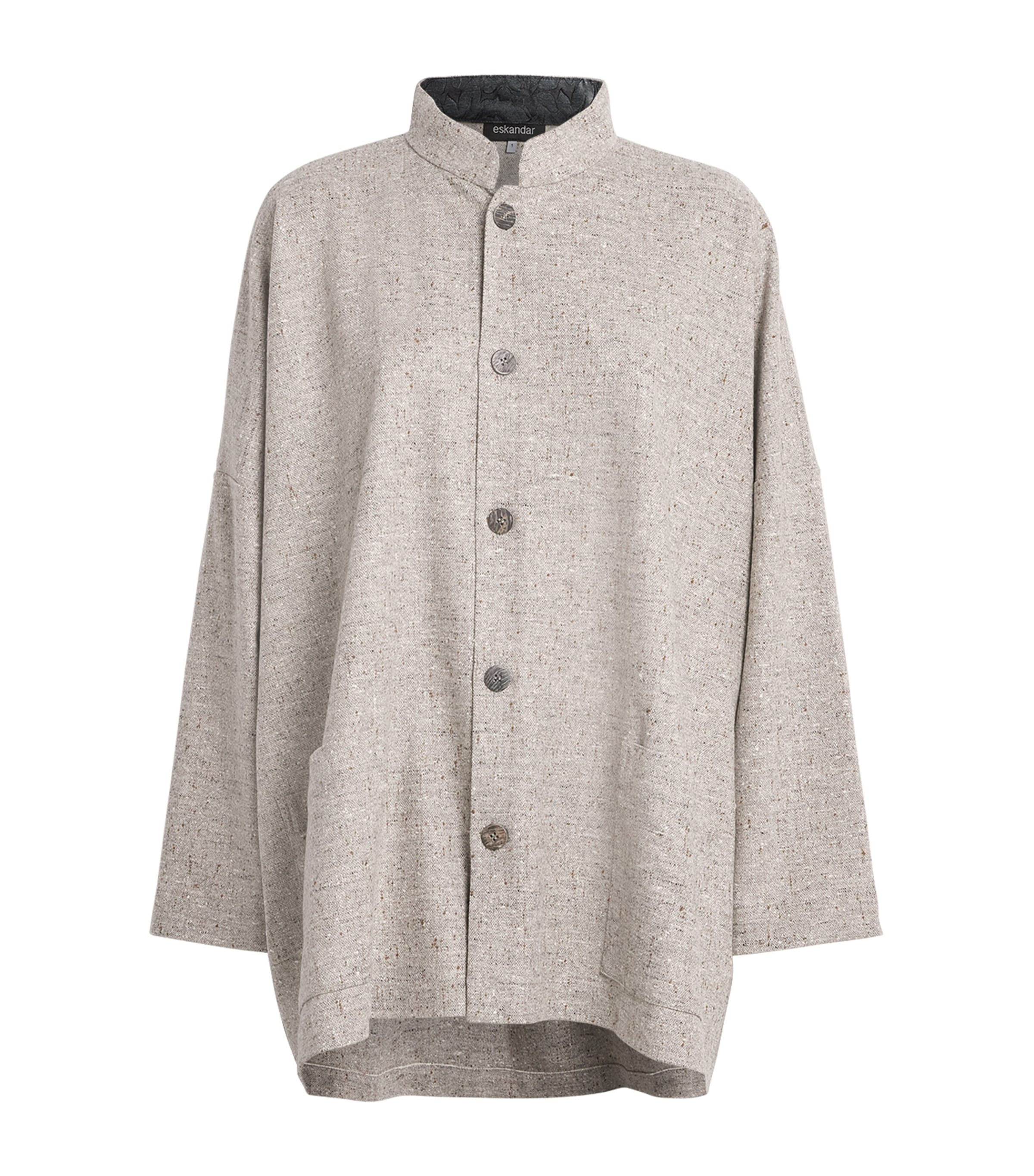 Eskandar Virgin Wool Mandarin-collar Jacket In Gray