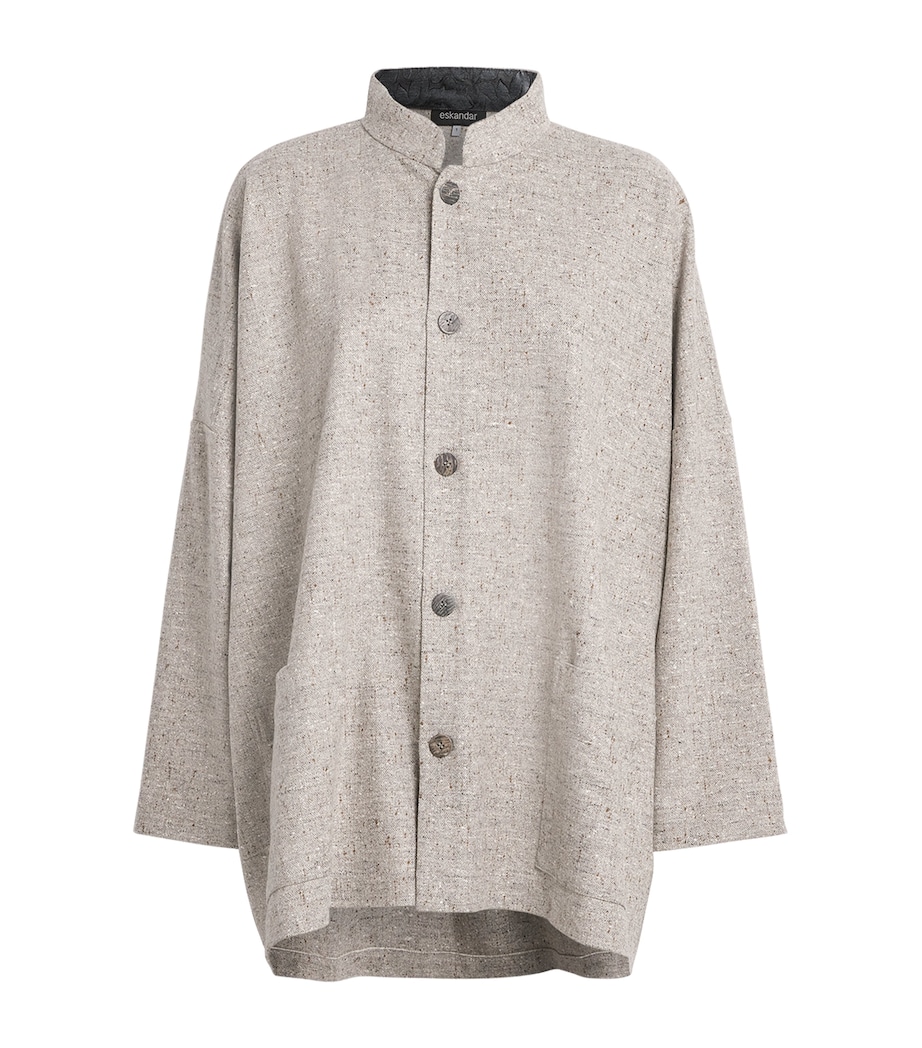 Virgin Wool Mandarin-Collar Jacket STONE Image 1