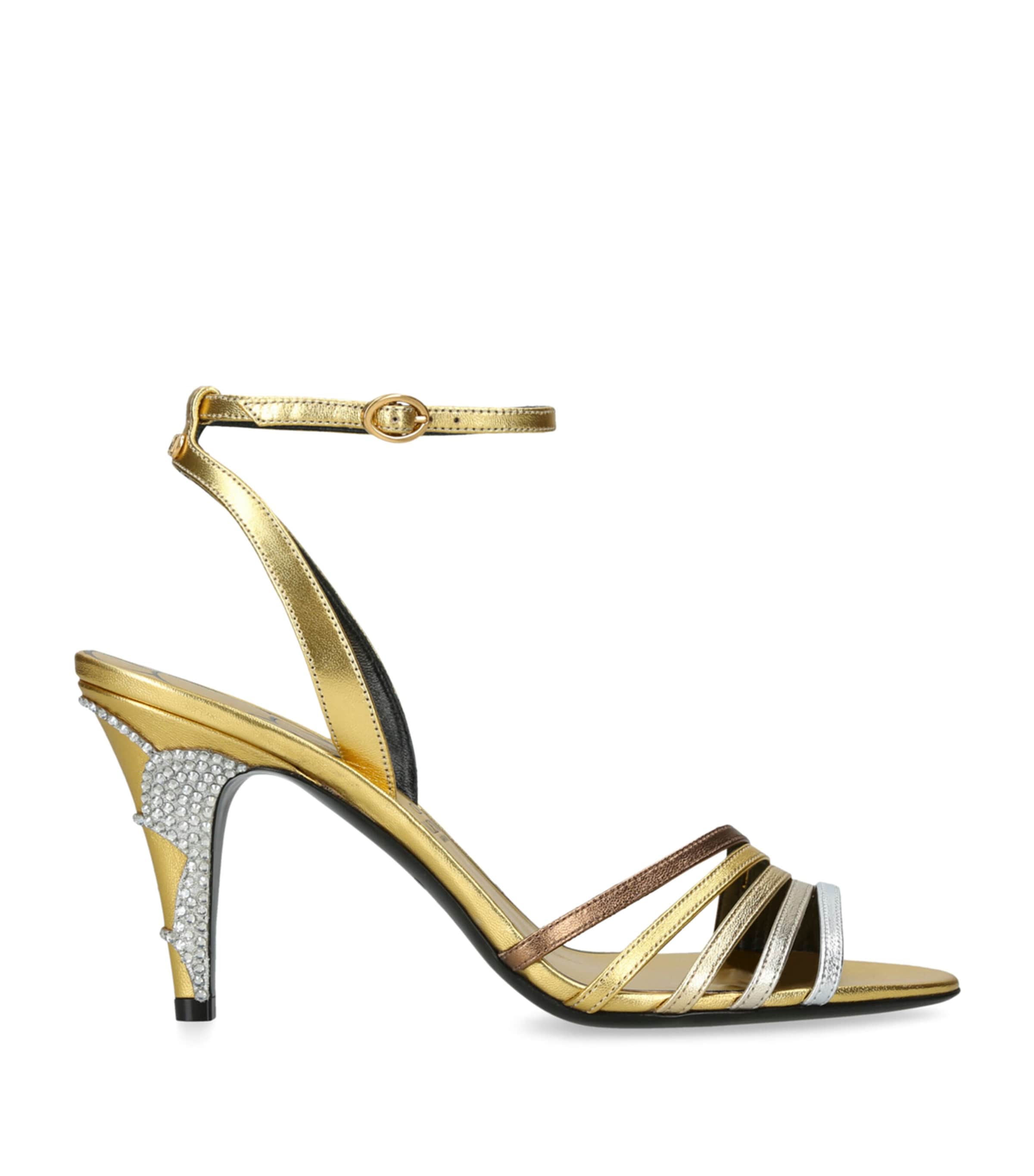 Valentino Ladycrush 85 Crystal-embellished Metallic Leather Pumps In Gold