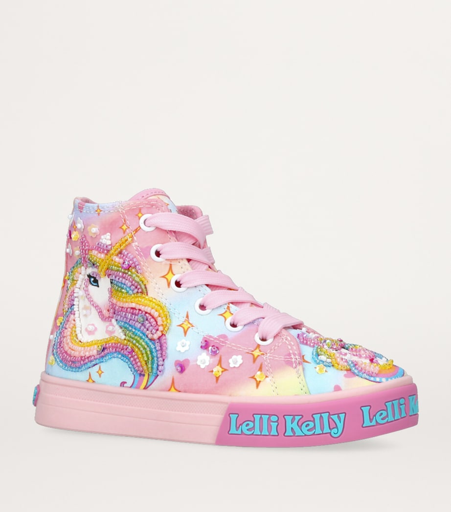 Lelli Kelly Unicorn Rainbow High-Top Sneakers Pink Image 3