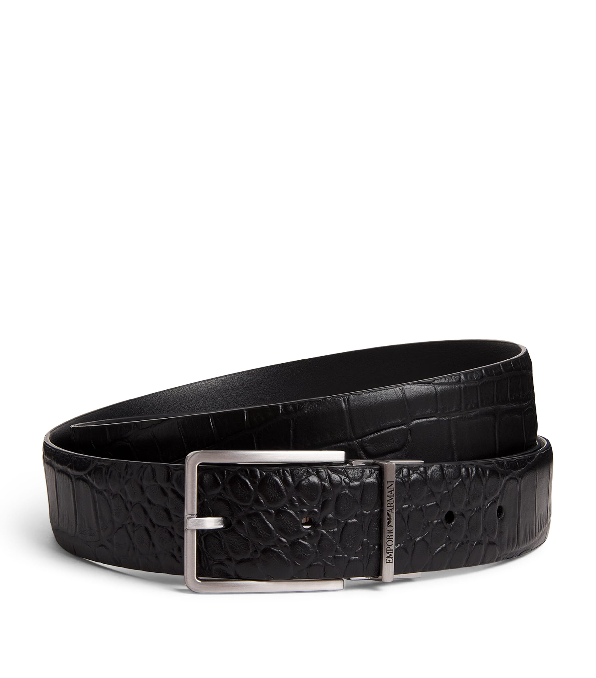 Emporio Armani Black Reversible Leather Belt | Harrods US