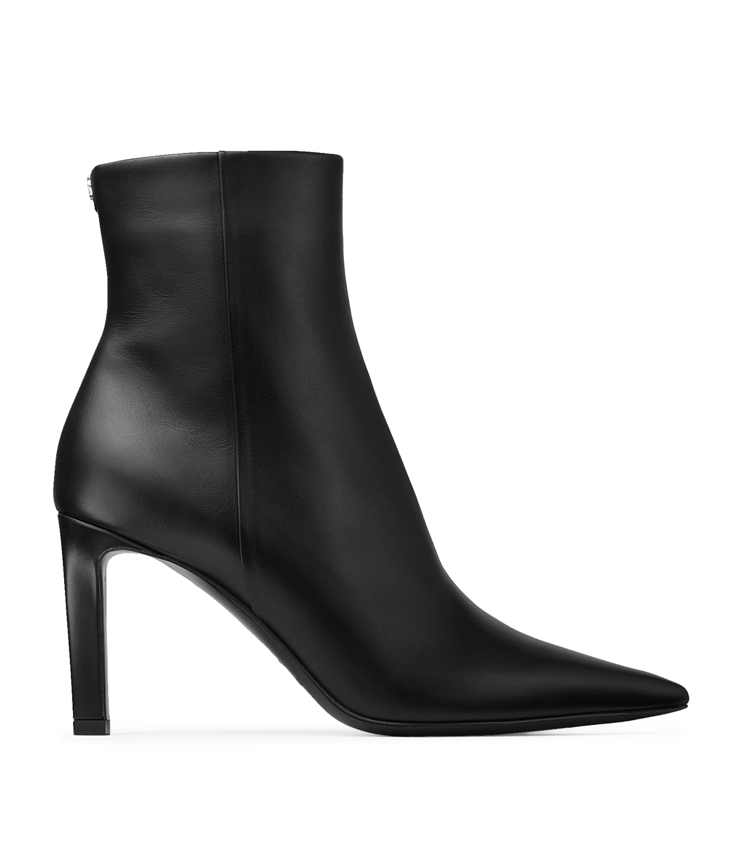 Jimmy Choo Pointed Toe High-heeled Ankle Boots In Black Calfskin Leather In Black