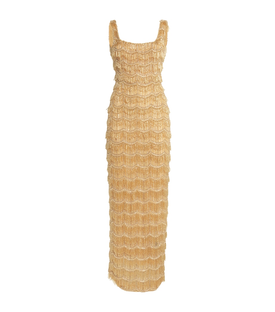 Rachel Gilbert Womens Square-Neck Sadie Gown Gold Image 1