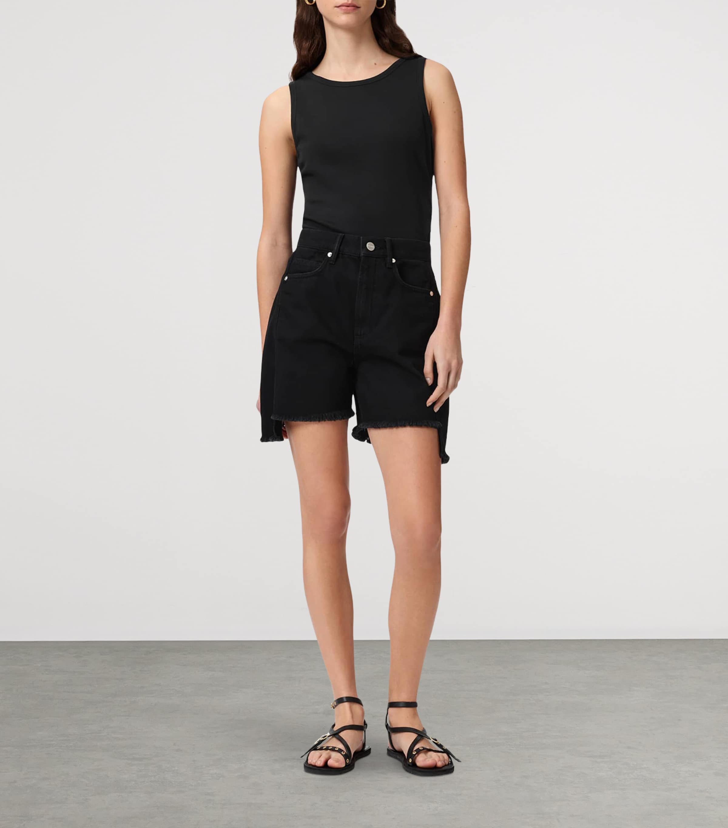 AllSaints Womens Ruched Katarina Tank Top Black Image 2