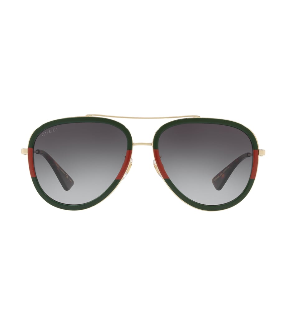 Striped Aviator Sunglasses GREEN Image 1