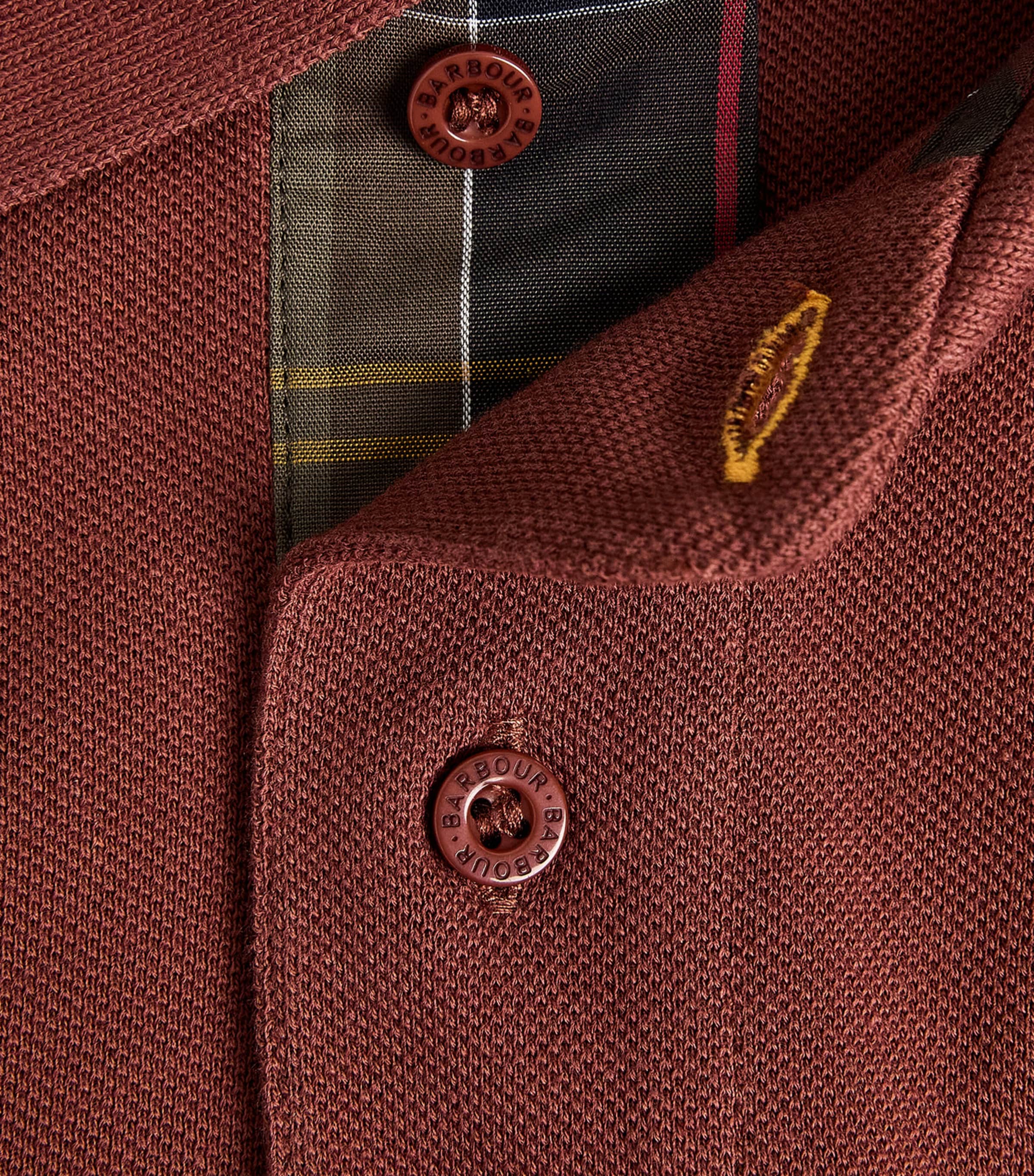 Barbour Mens Cotton Piqué Polo Shirt Burnt Pepper Image 6