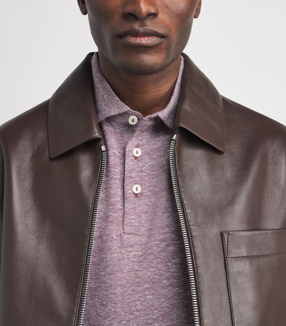 Eton Mens Cotton Polo Shirt Dark Purple Image 3