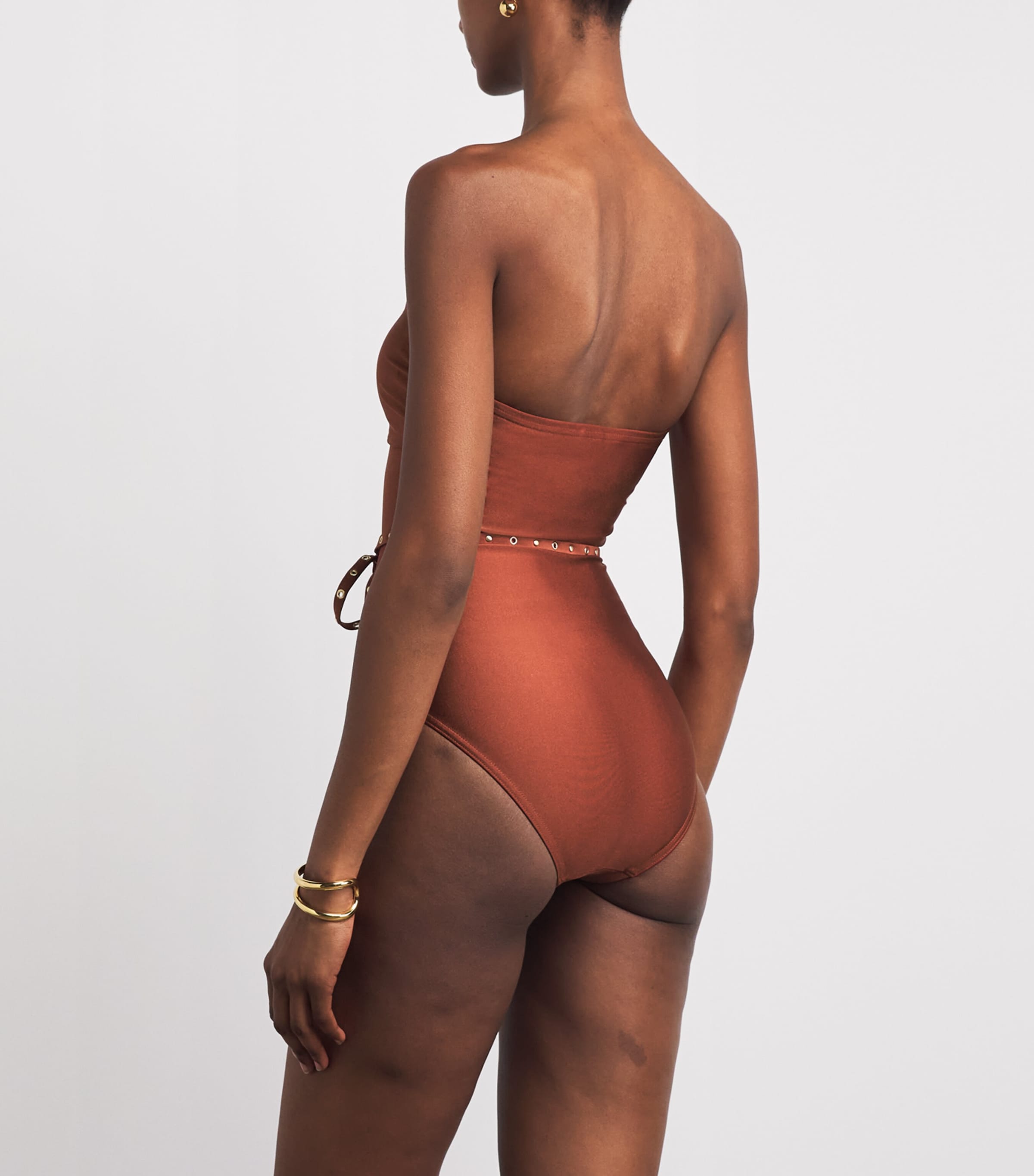 Zimmermann Womens Studded Indra Bandeau Swimsuit Tan Image 3