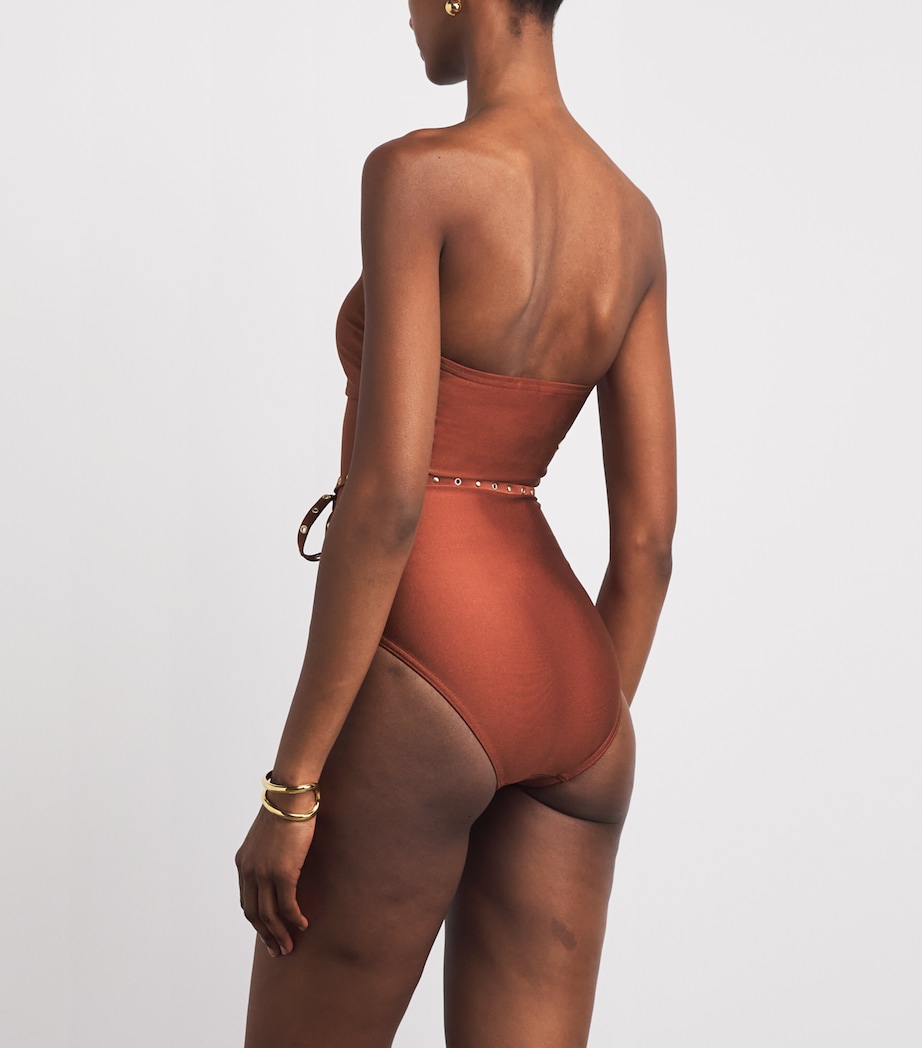 Zimmermann Womens Studded Indra Bandeau Swimsuit Tan Image 3
