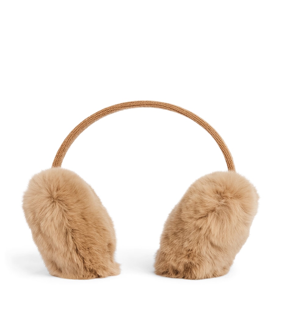Yves Salomon Enfant Rabbit Fur Knitted Earmuffs Image 1