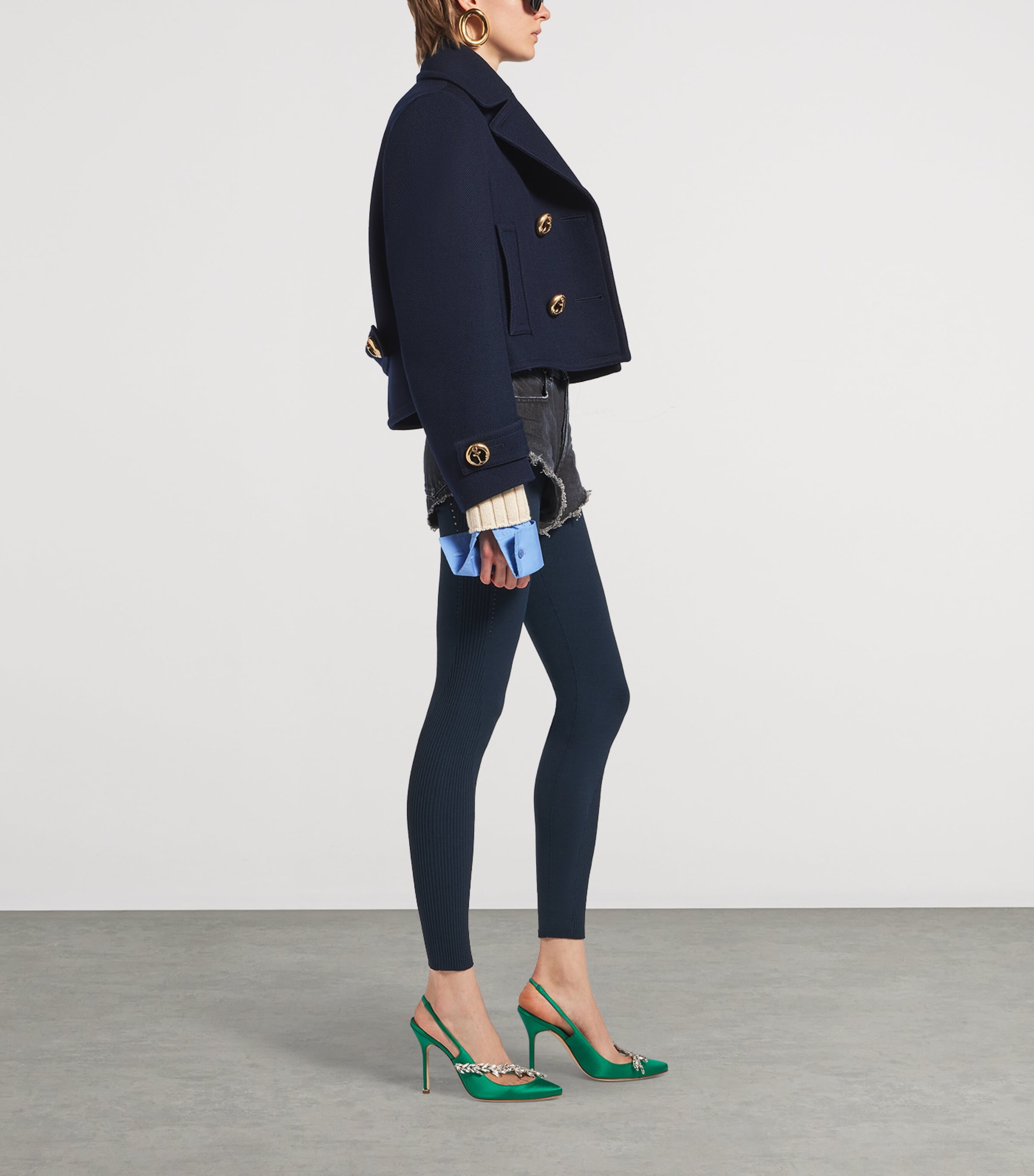 Balenciaga Womens Wool Cropped Pea Coat Image 4